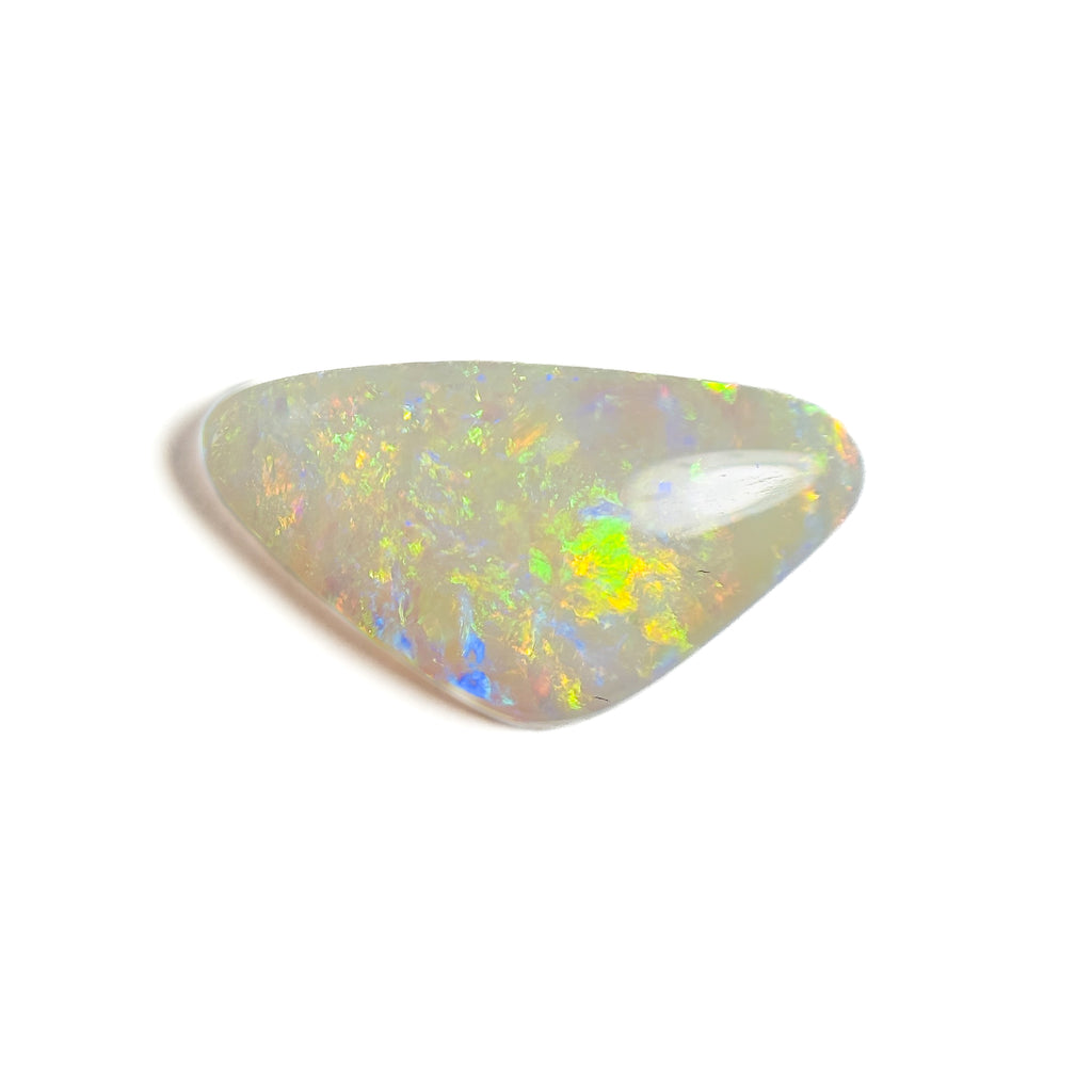 White Opal Multicolour 28x10x4 Cabochon Freeform 3.75 Carat