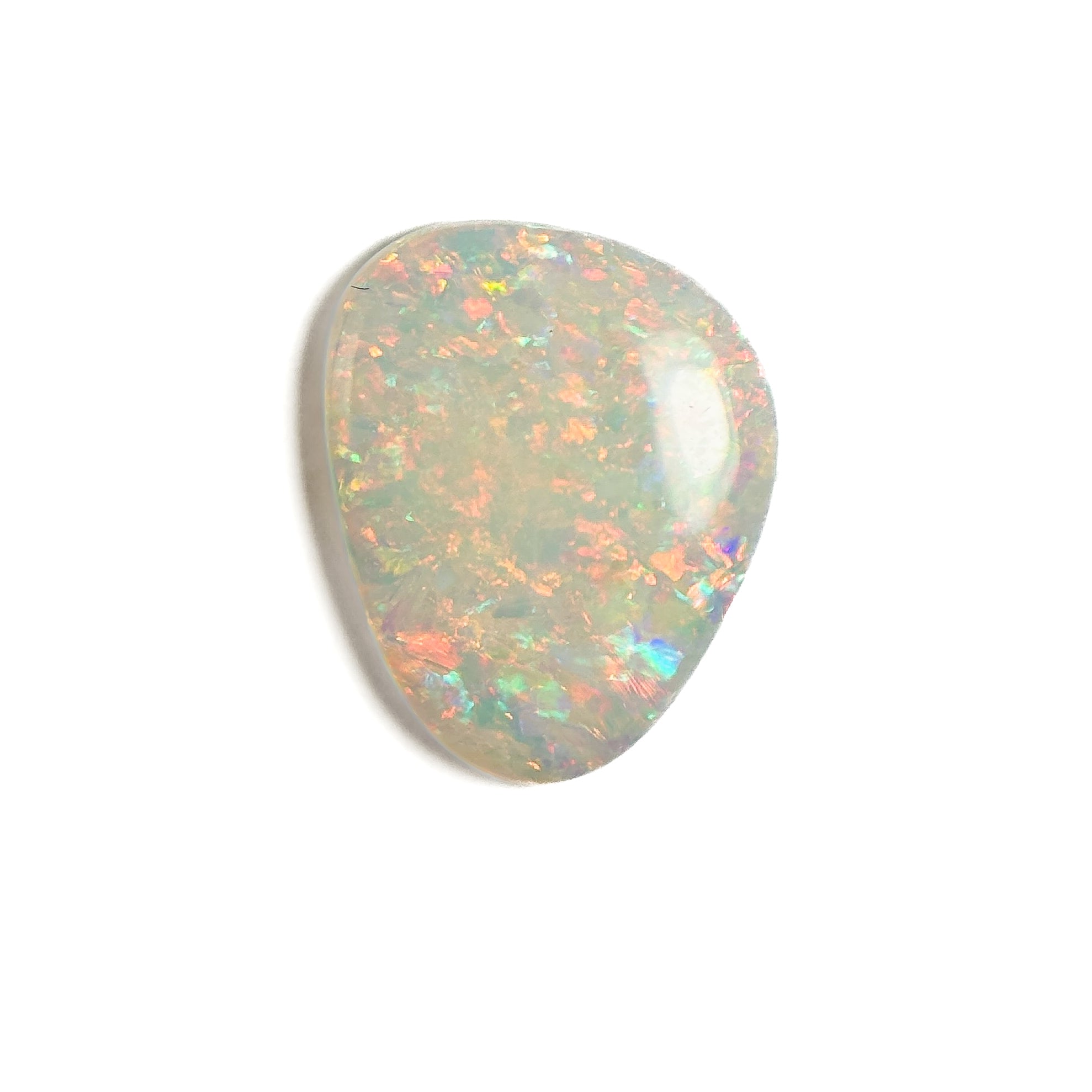 White Opal Red Multicolour 12x10x2.5 Cabochon Freeform 1.85 Carat