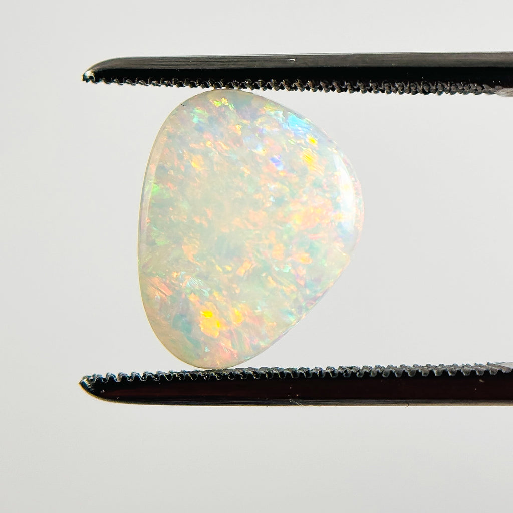 White Opal Red Multicolour 12x10x2.5 Cabochon Freeform 1.85 Carat