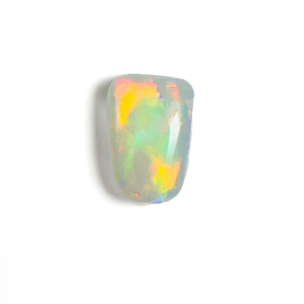White Opal Red Multicolour 8.7x6x3.4 Cabochon Freeform 1.25 Carat