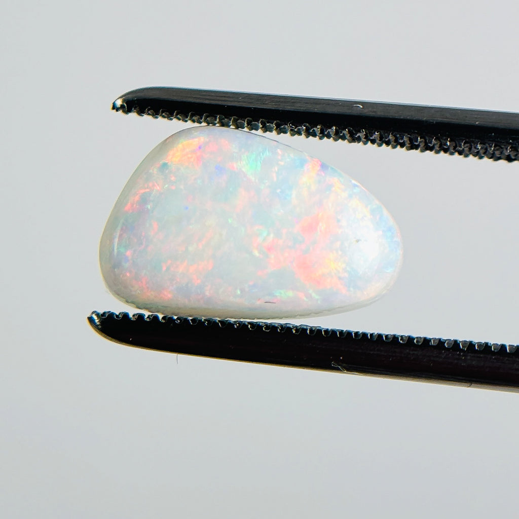 White Opal Multicolour 11x7x3 Cabochon Freeform 1.75 Carat
