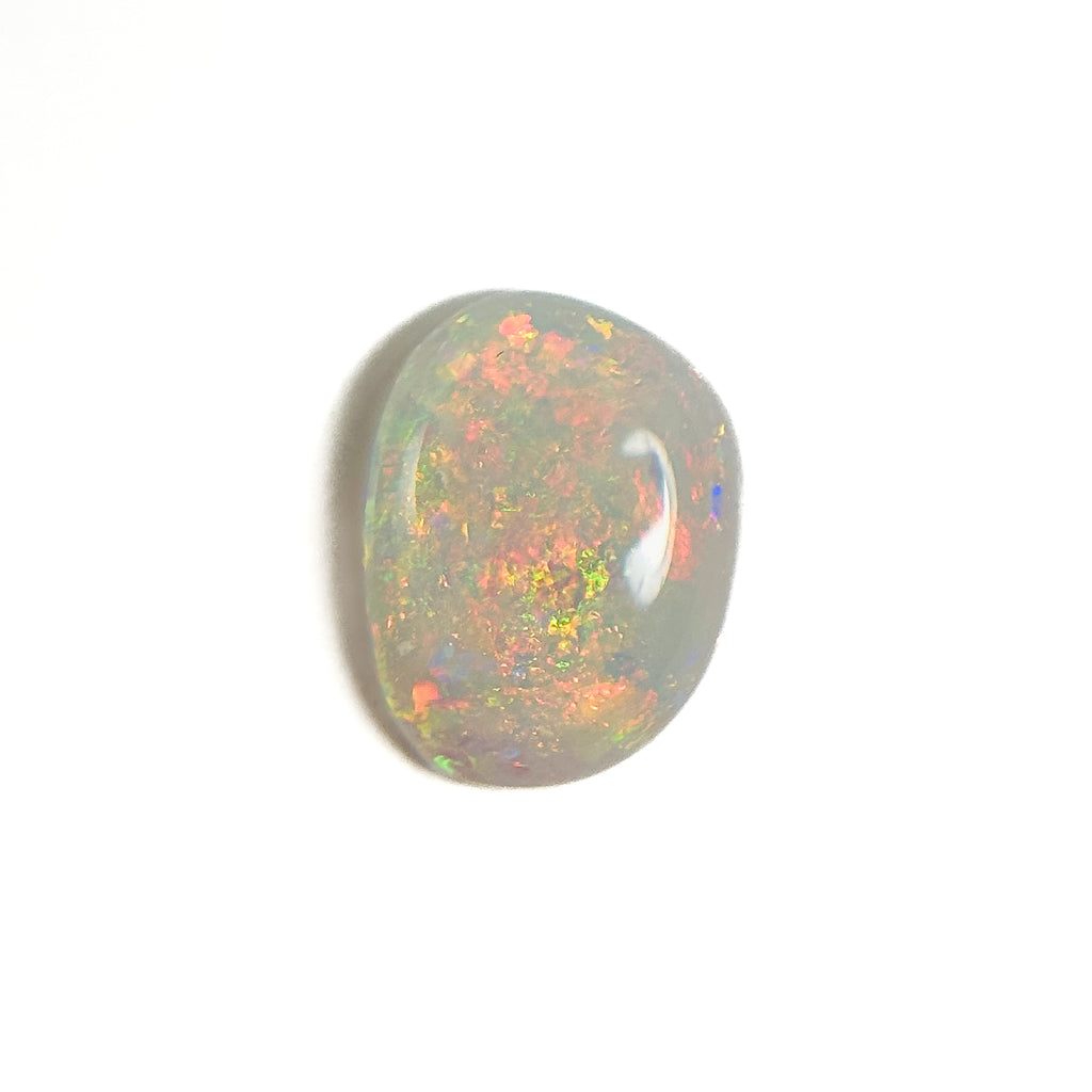 White Opal Red Multicolour 10x7x3 Cabochon Freeform 1.4 Carat