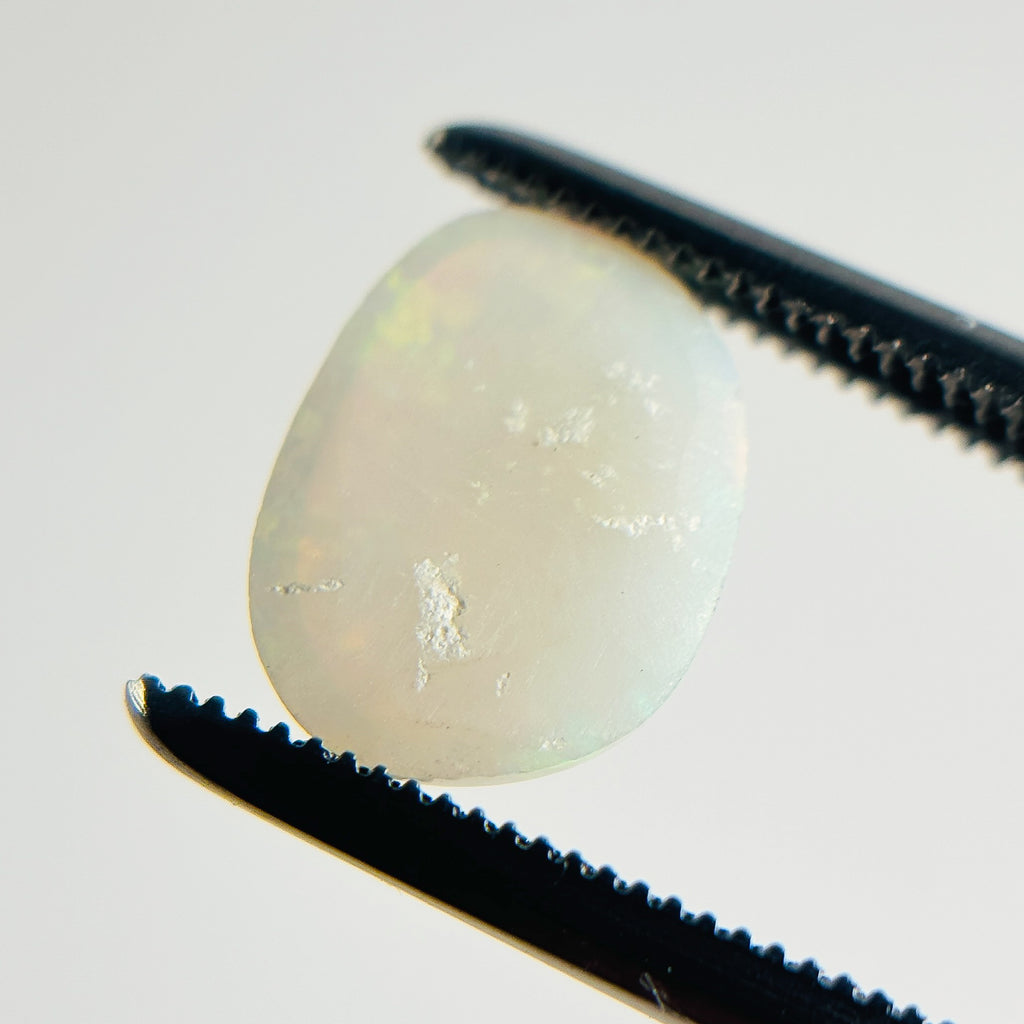 White Opal Red Multicolour 10x7x3 Cabochon Freeform 1.4 Carat