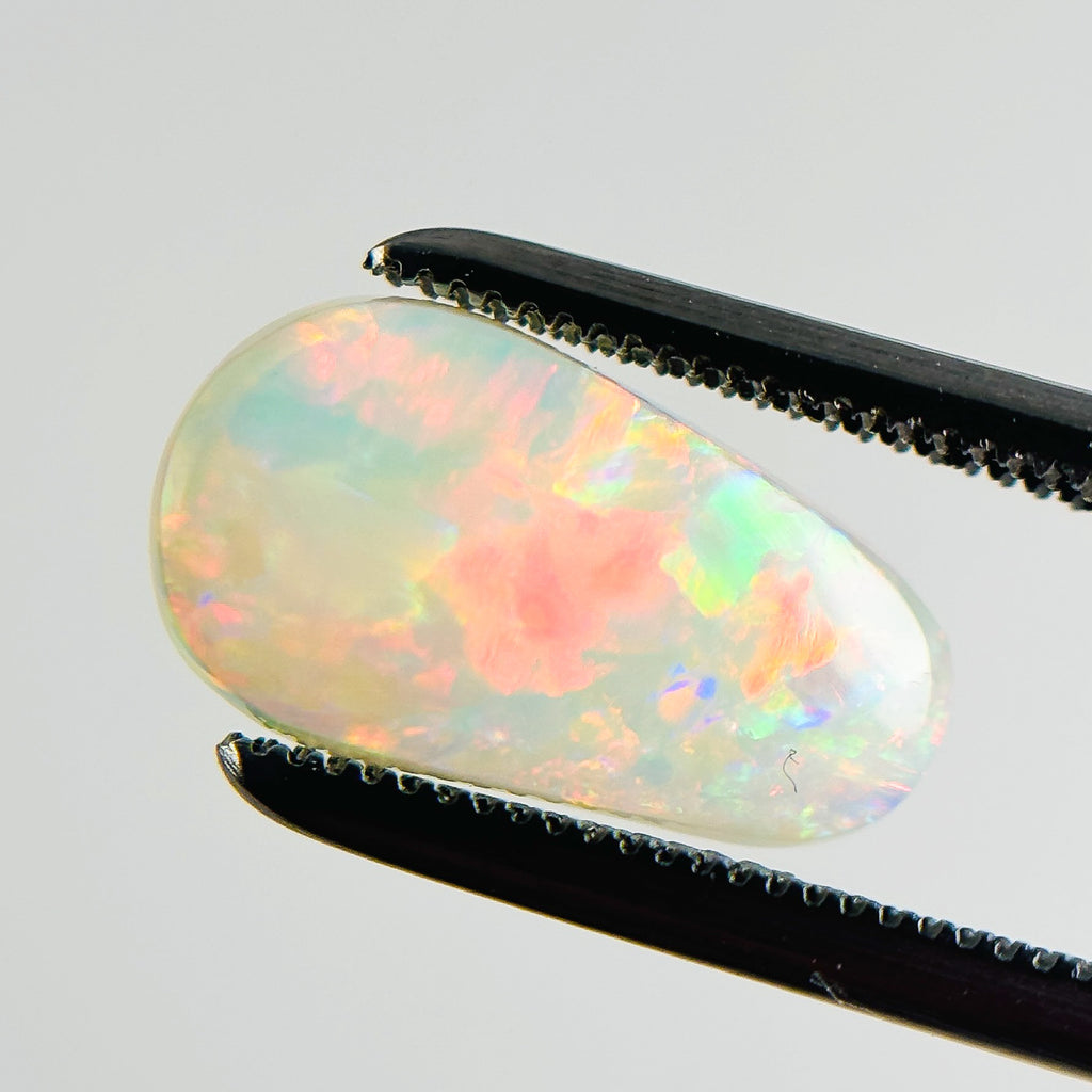 White Opal Red Multicolour 12x7x2.5 Cabochon Freeform 1.65 Carat