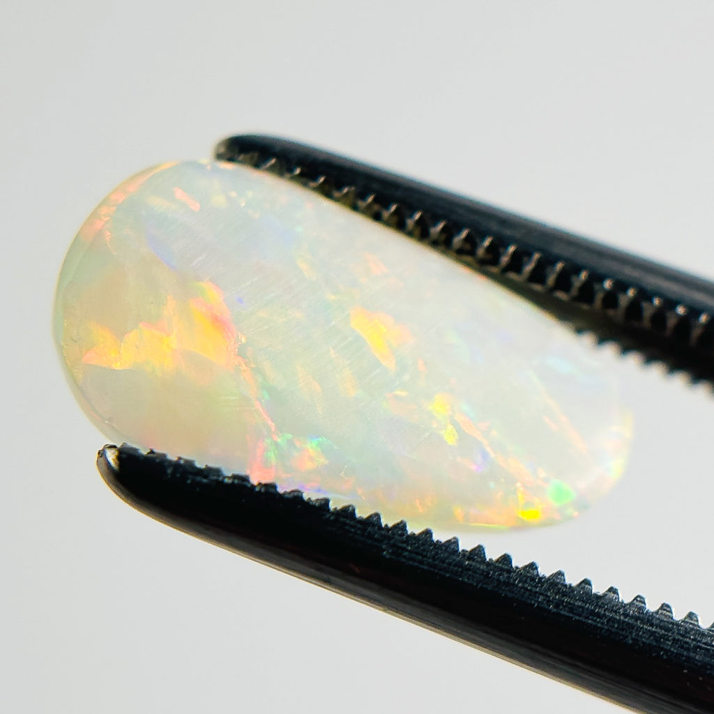 White Opal Red Multicolour 12x7x2.5 Cabochon Freeform 1.65 Carat