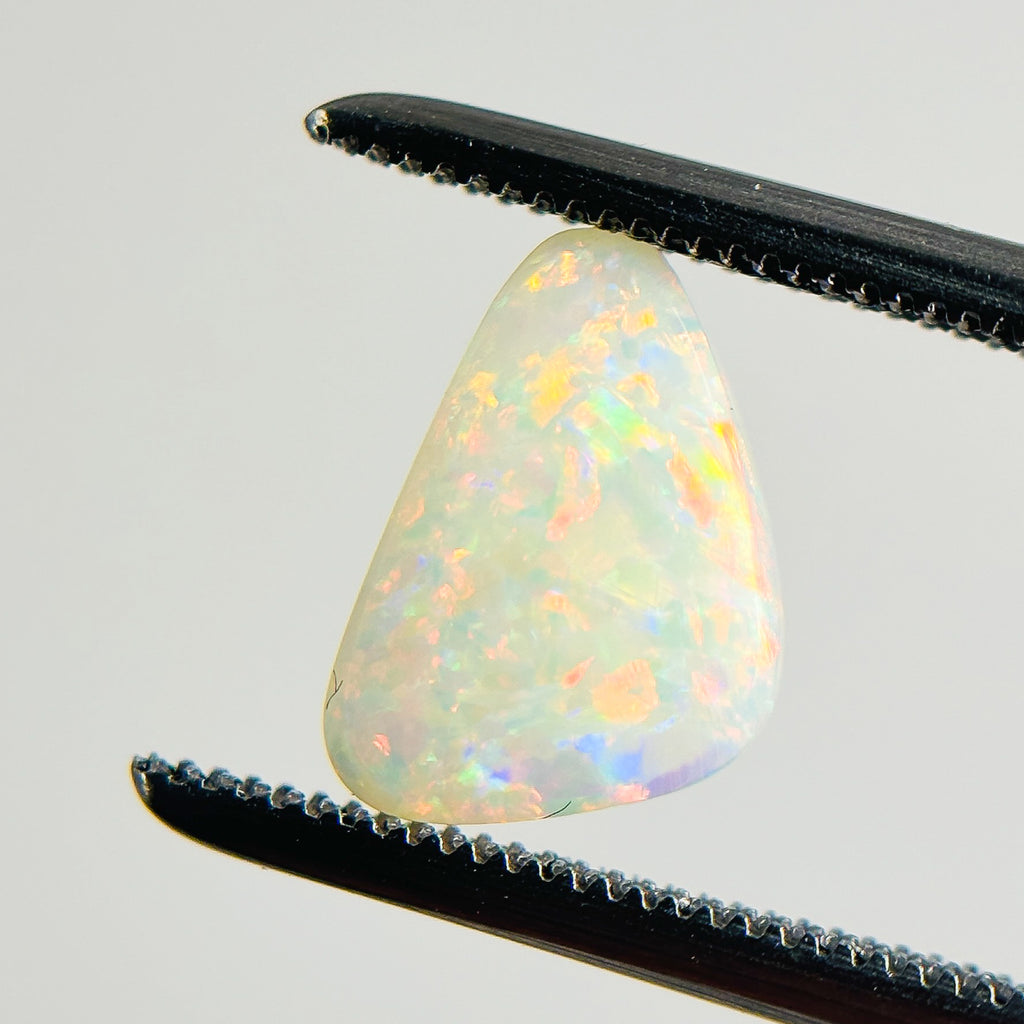White Opal Multicolour 9x7x2.7 Cabochon Freeform 1.2 Carat