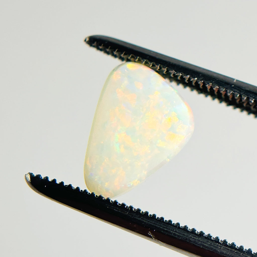White Opal Multicolour 9x7x2.7 Cabochon Freeform 1.2 Carat