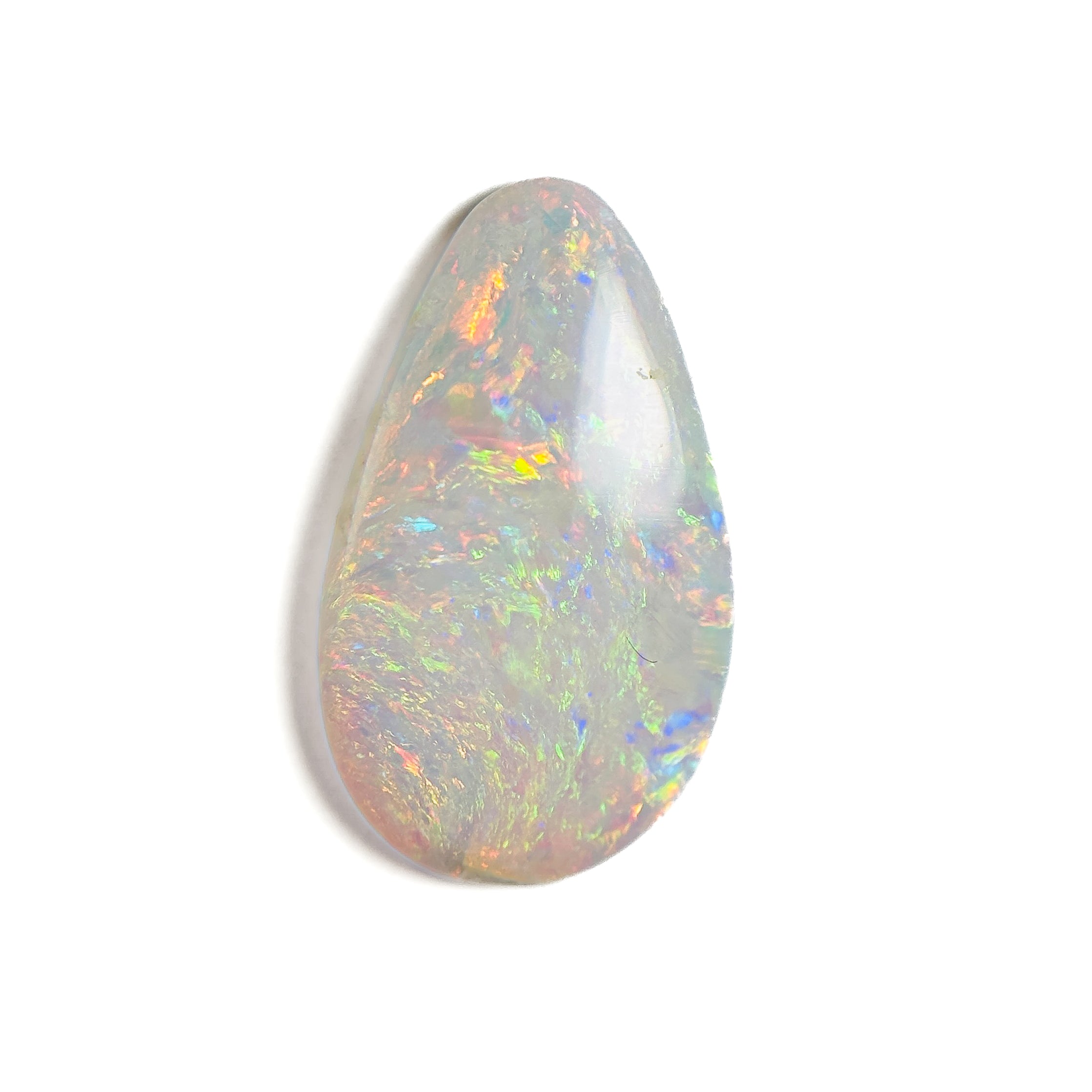 White Opal Multicolour 17x10x3 Cabochon Pear 2.95 Carat