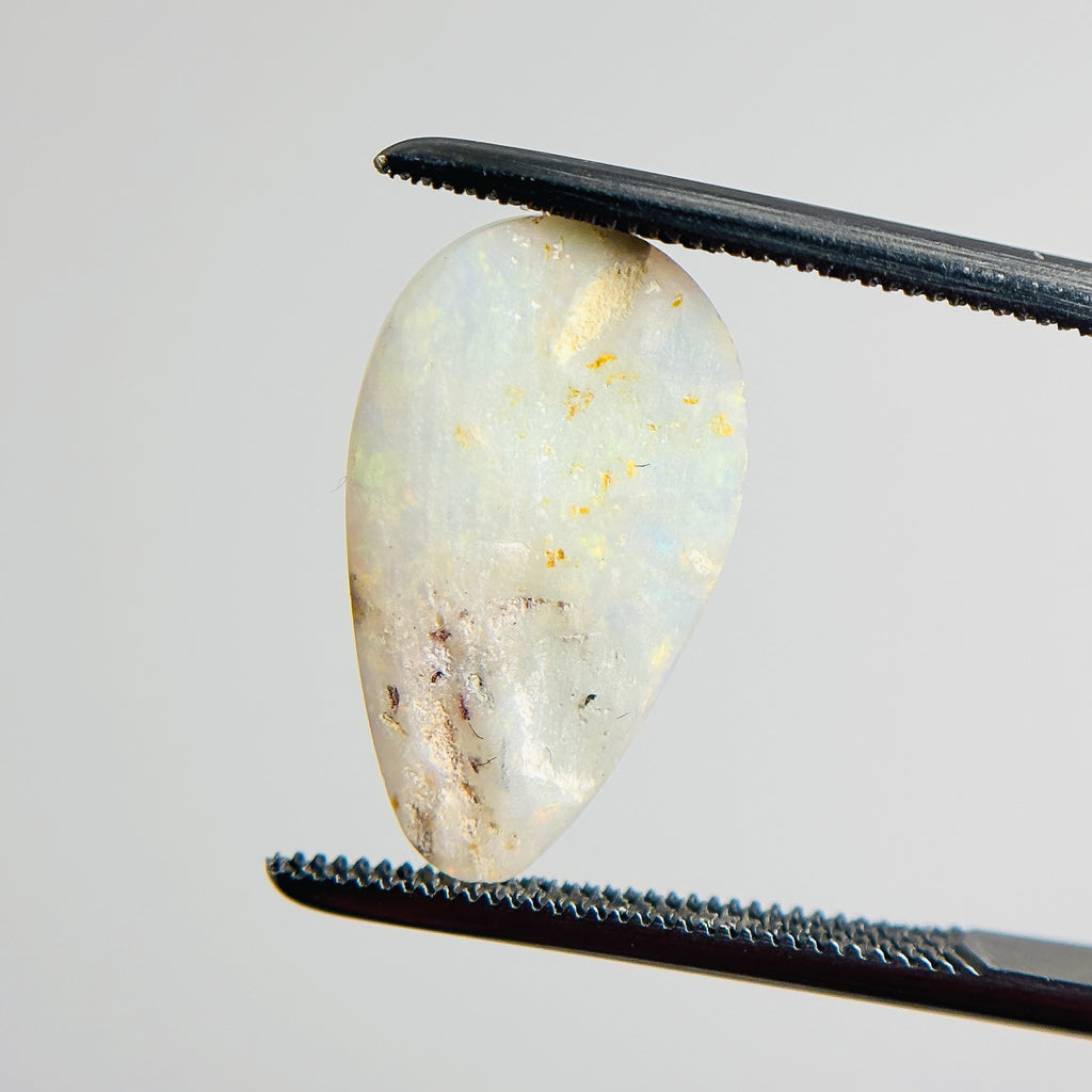 White Opal Multicolour 17x10x3 Cabochon Pear 2.95 Carat