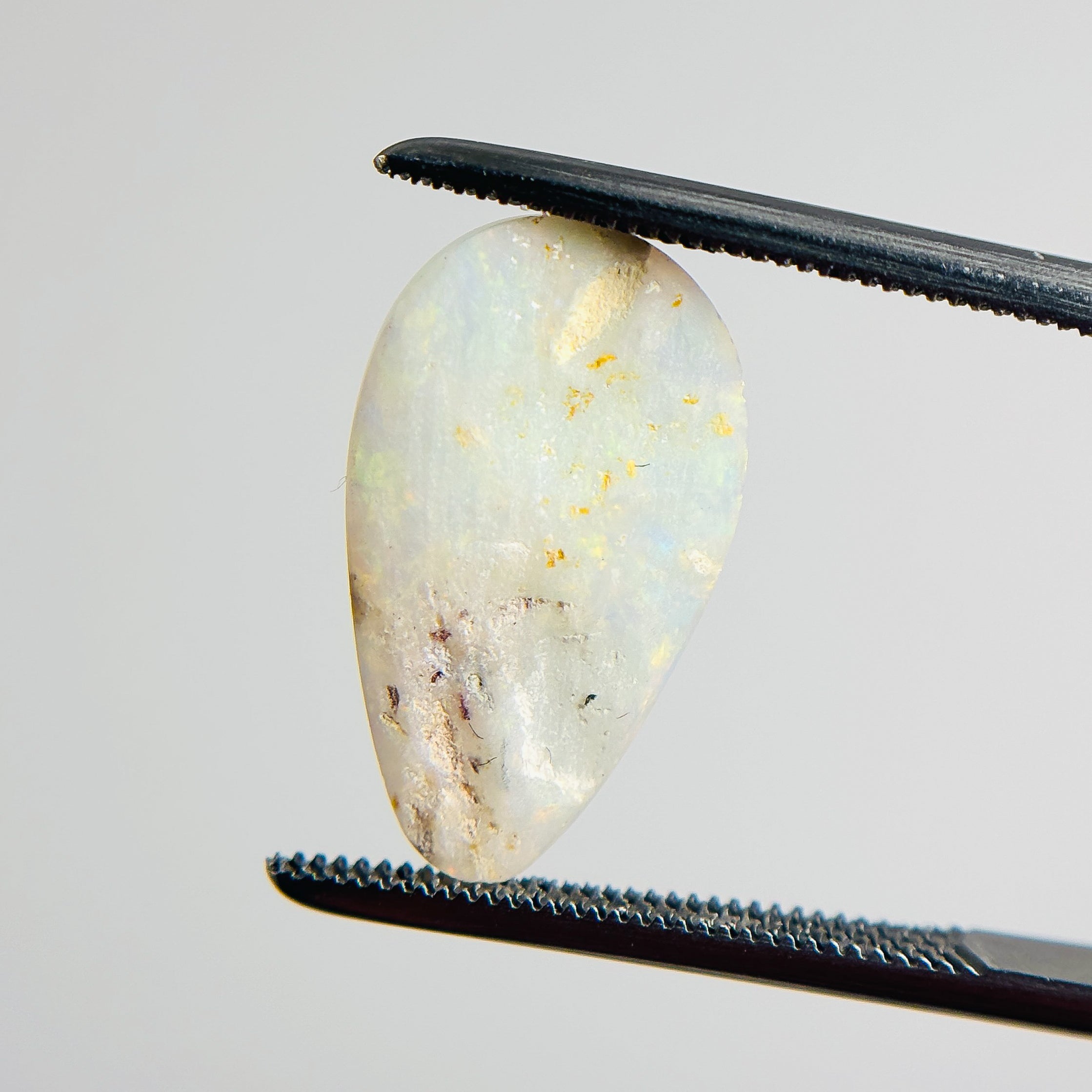 White Opal Multicolour 17x10x3 Cabochon Pear 2.95 Carat