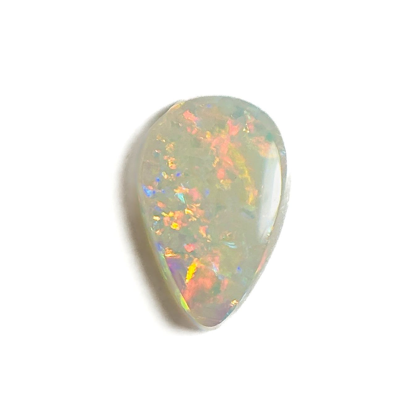 White Opal Multicolour 9x6x2 Cabochon Pear 0.80 Carat