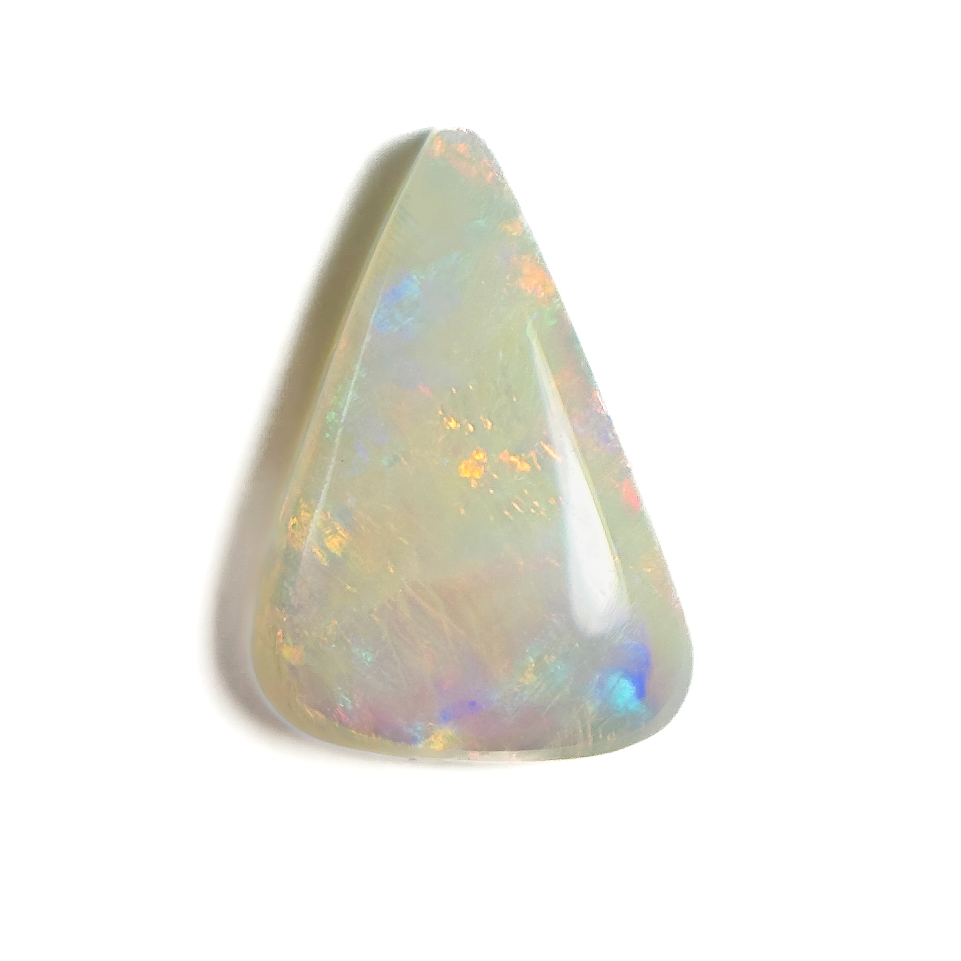 White Opal Red Multicolour 13x9x4 Cabochon Triangle 2.30 Carat