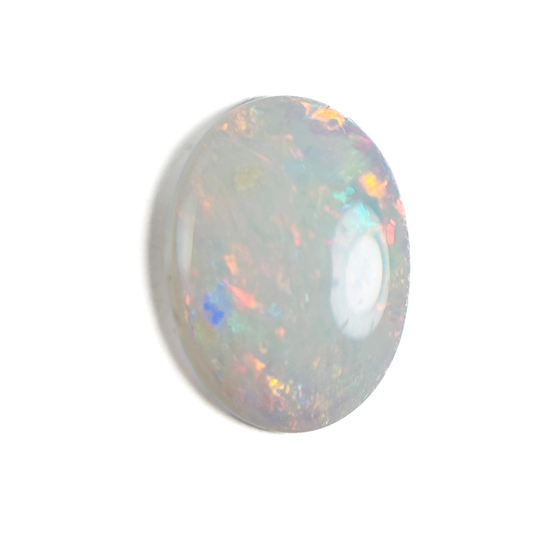 White Opal Multicolour 12x9x3 Cabochon Oval 1.95 Carat