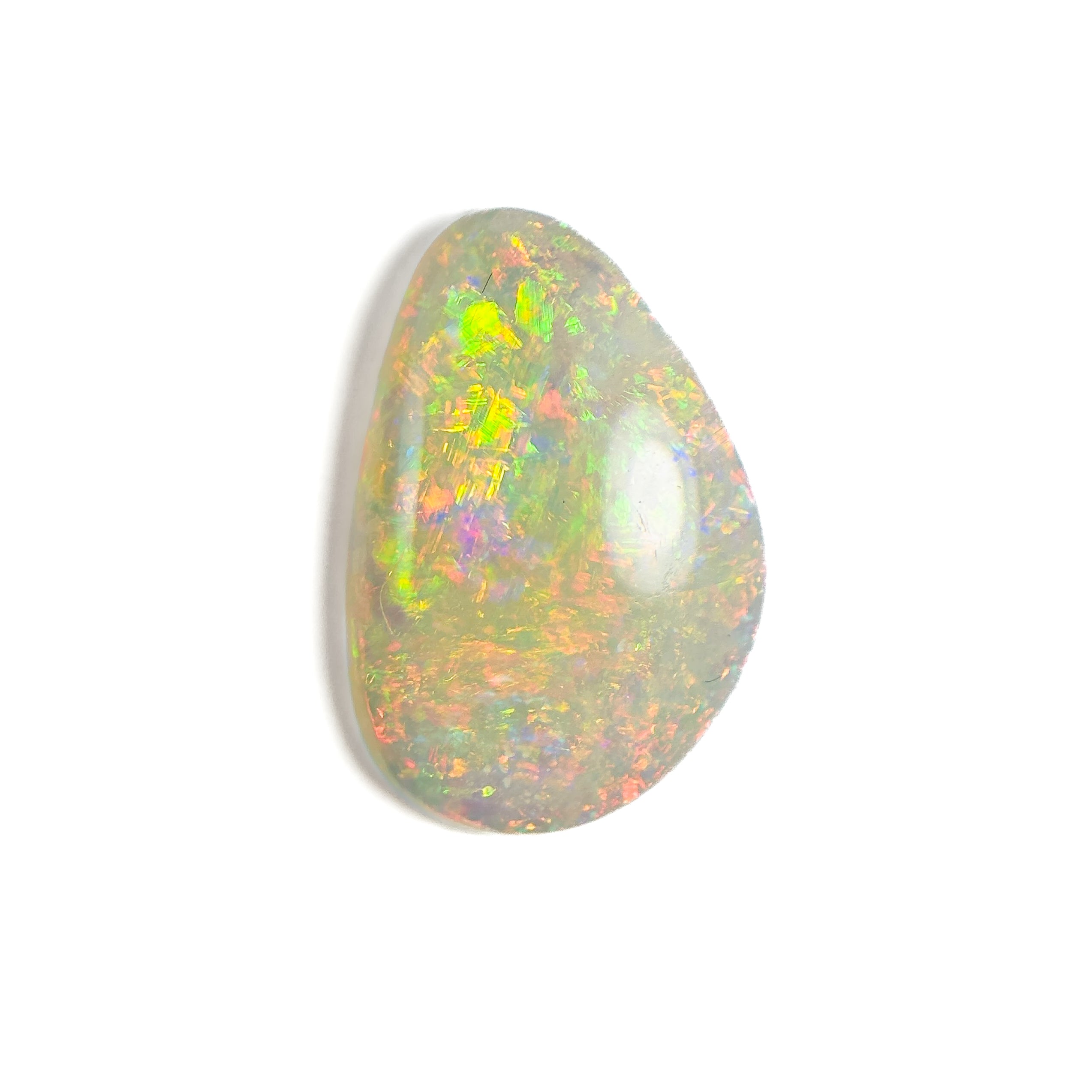 White Opal Red Multicolour 15.5x11x4 Cabochon Fossil Freeform 3.35 Carat