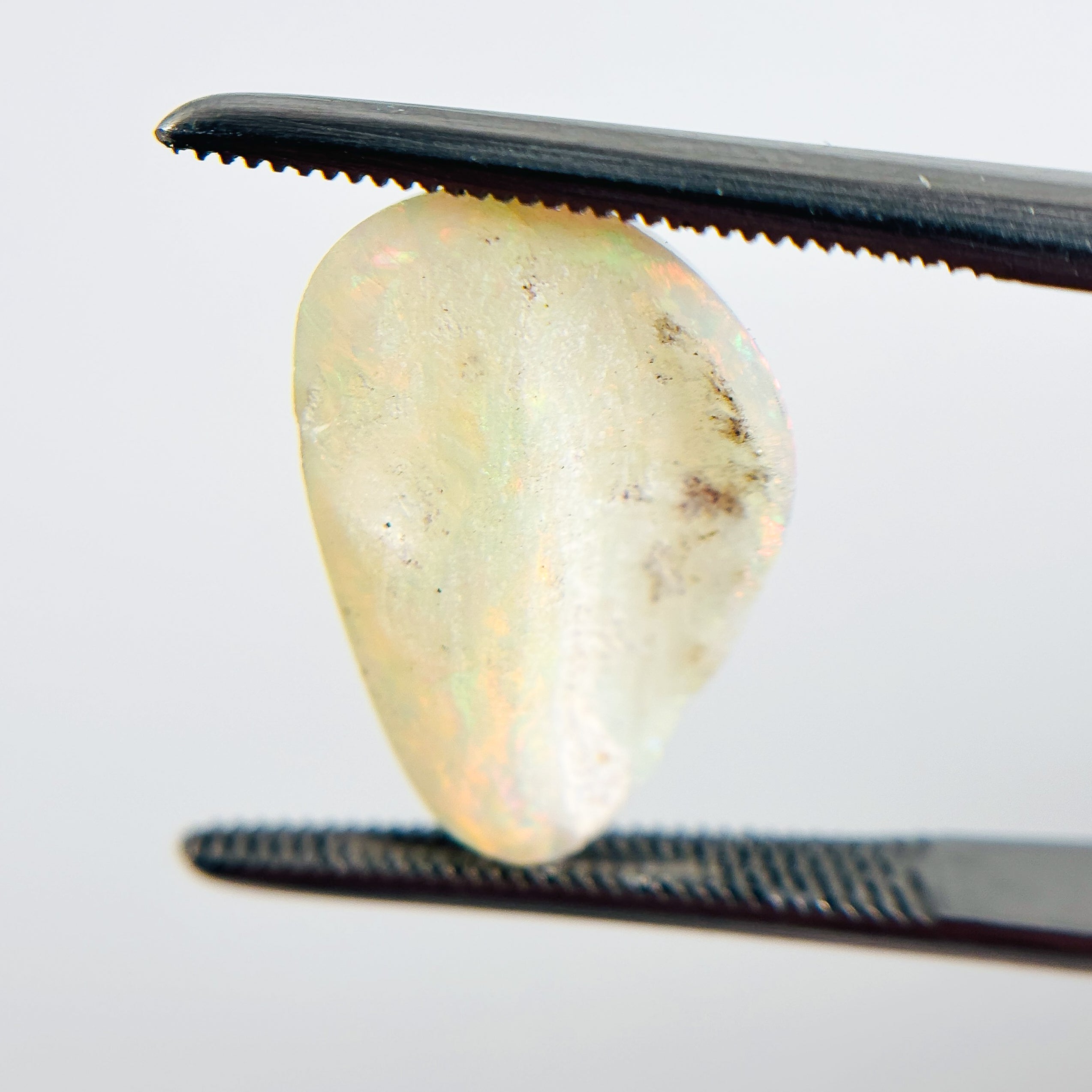 White Opal Red Multicolour 15.5x11x4 Cabochon Fossil Freeform 3.35 Carat