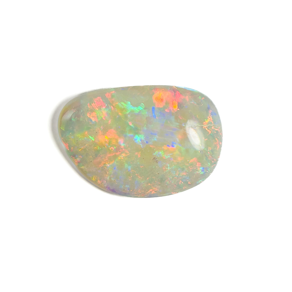 White Opal Red Multicolour 16X11X3 Cabochon Fossil Freeform 2.85 Carat