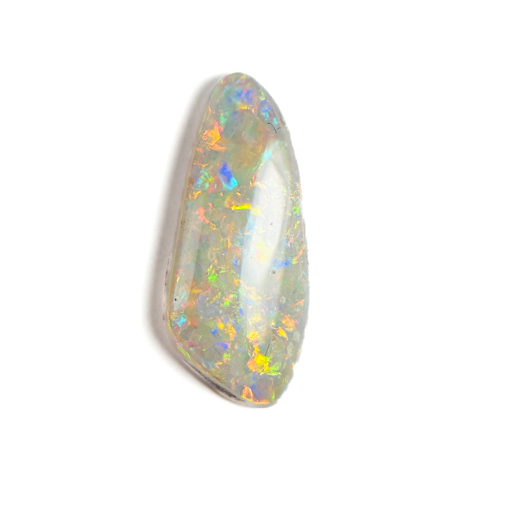 White Opal Red Multicolour 19x8x3 Cabochon Fossil Freeform 2.40 Carat