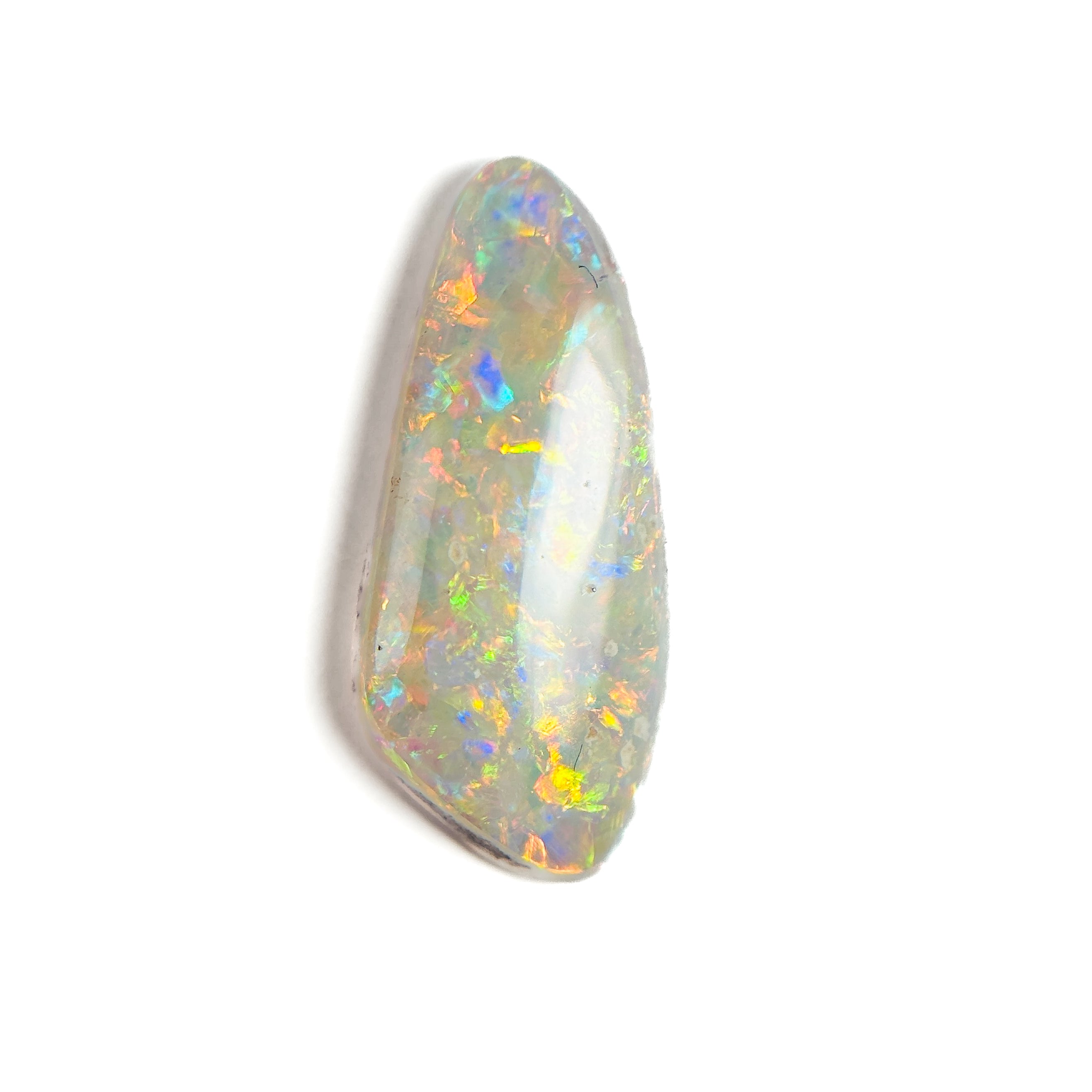 White Opal Red Multicolour 19x8x3 Cabochon Fossil Freeform 2.40 Carat