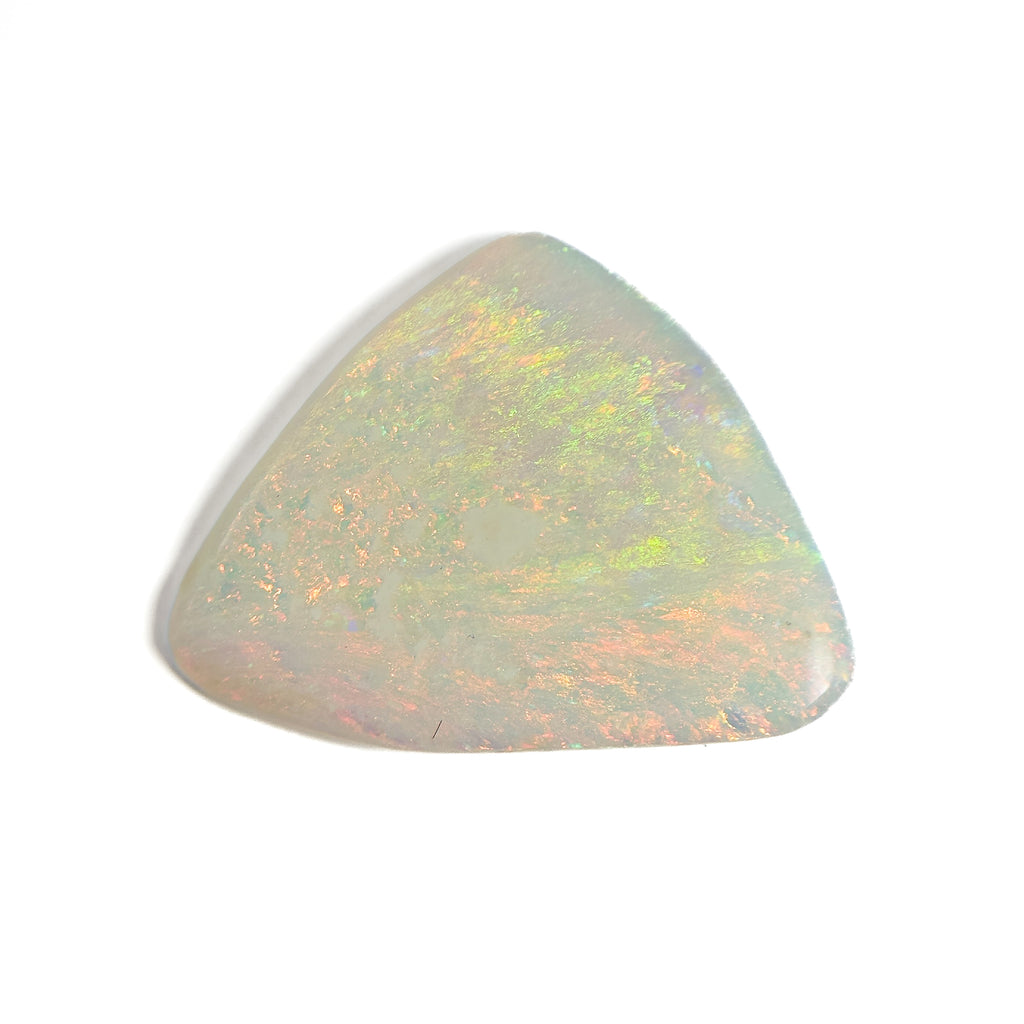 White Opal Red Multicolour 28x18x3 Cabochon Fossil Freeform 6.20 Carat