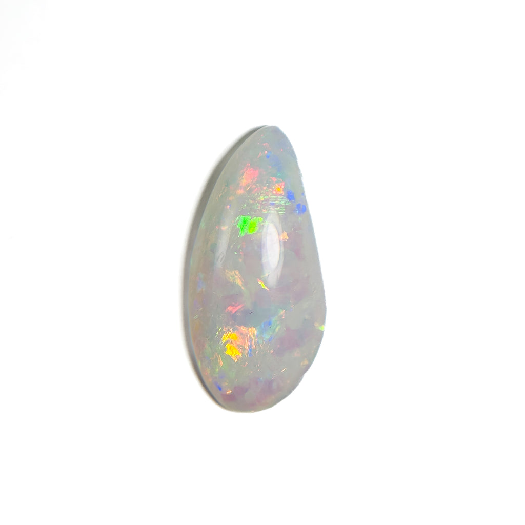 White Opal Red Multicolour 19.5x9.5x3.5 Cabochon Fossil Freeform 2.65 Carat
