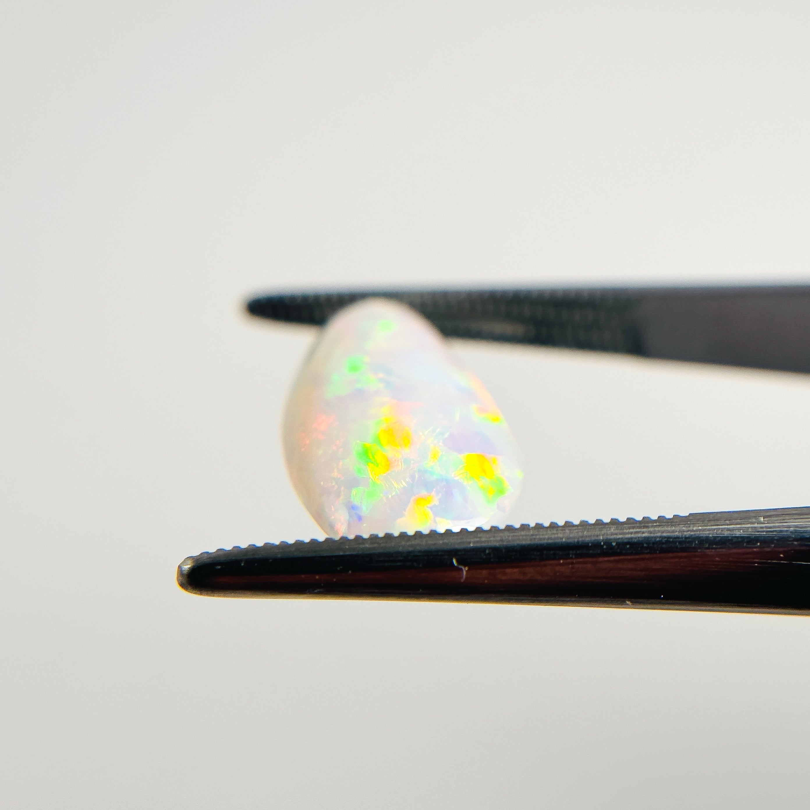 White Opal Red Multicolour 19.5x9.5x3.5 Cabochon Fossil Freeform 2.65 Carat