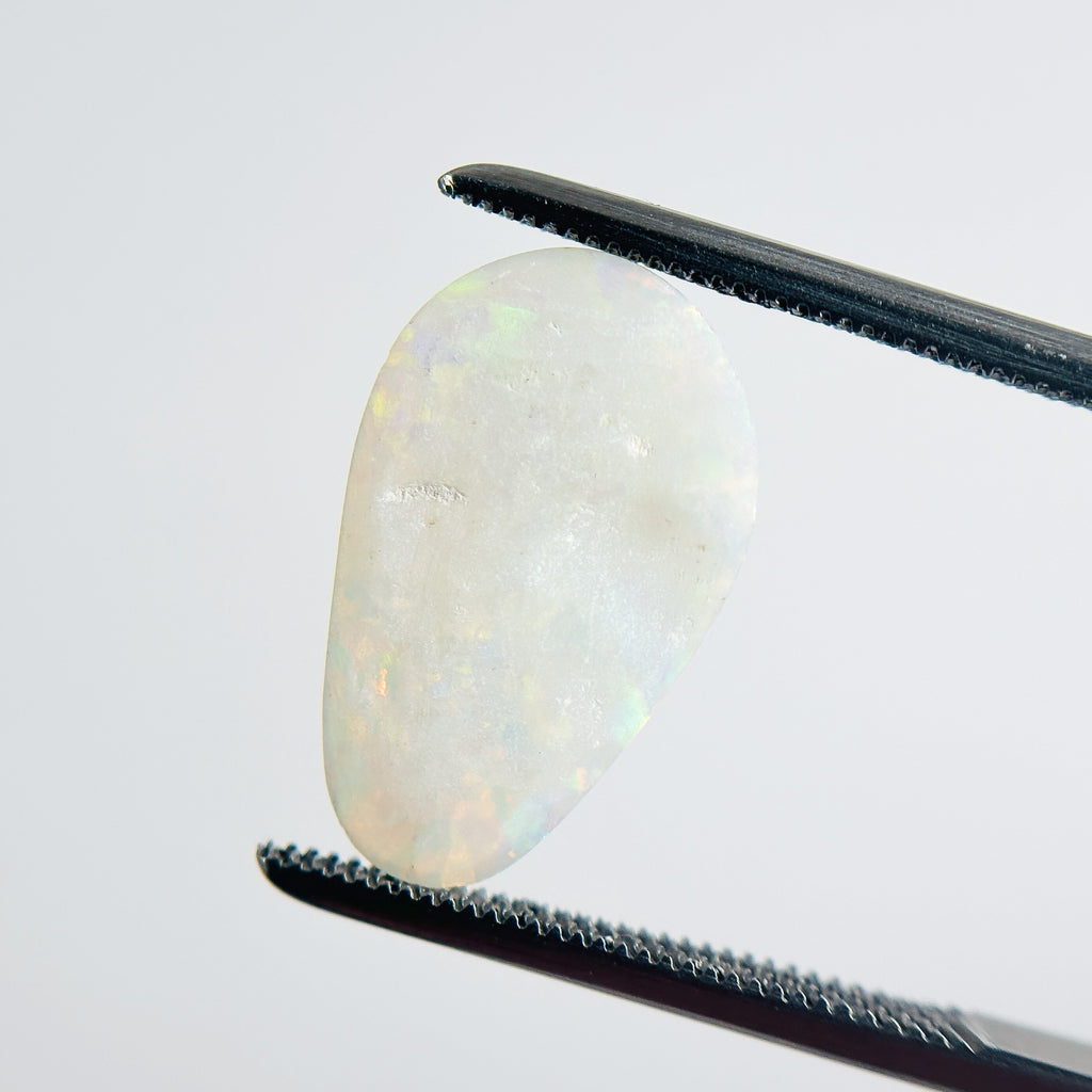 White Opal Multicolour 16x10x2 Cabochon Fossil Pear 2.30 Carat