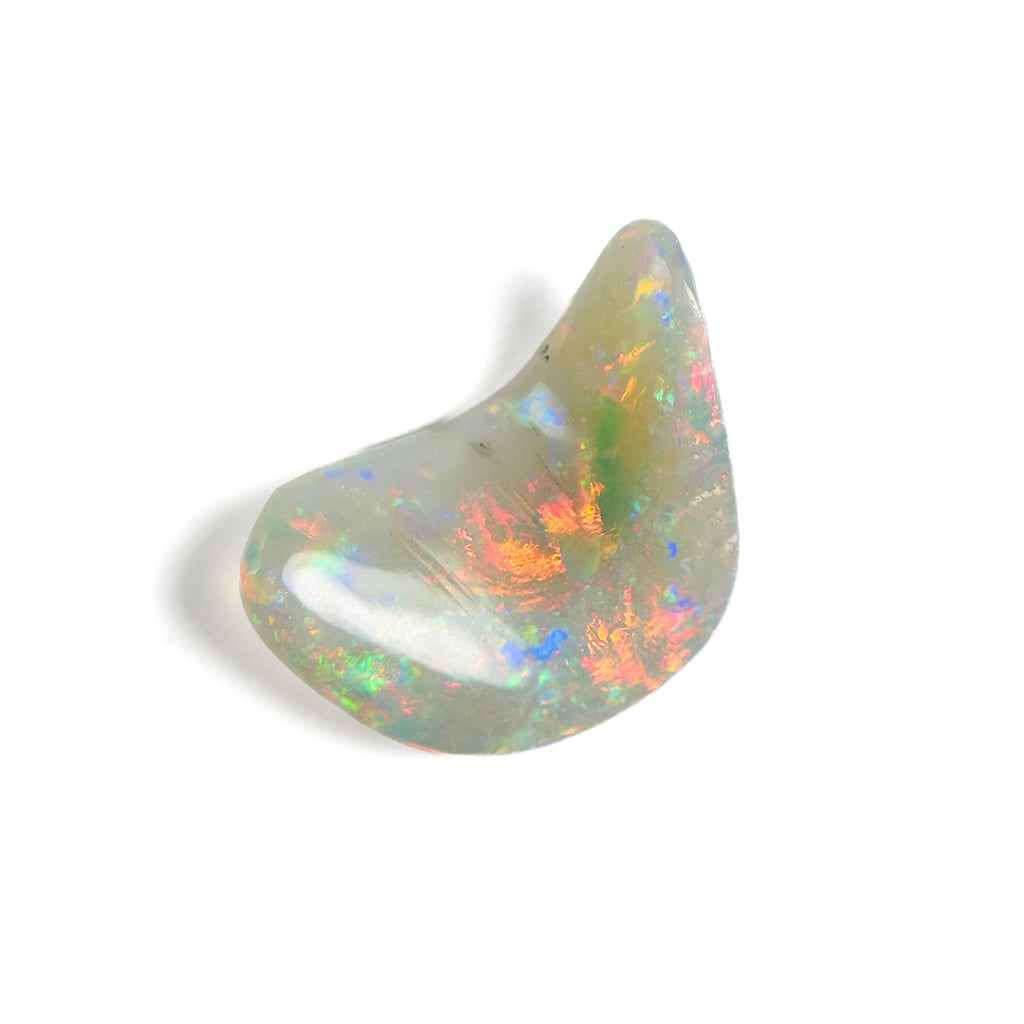 White Opal Red Multicolour 21x14x7 Cabochon Fossil Freeform 7.60 Carat