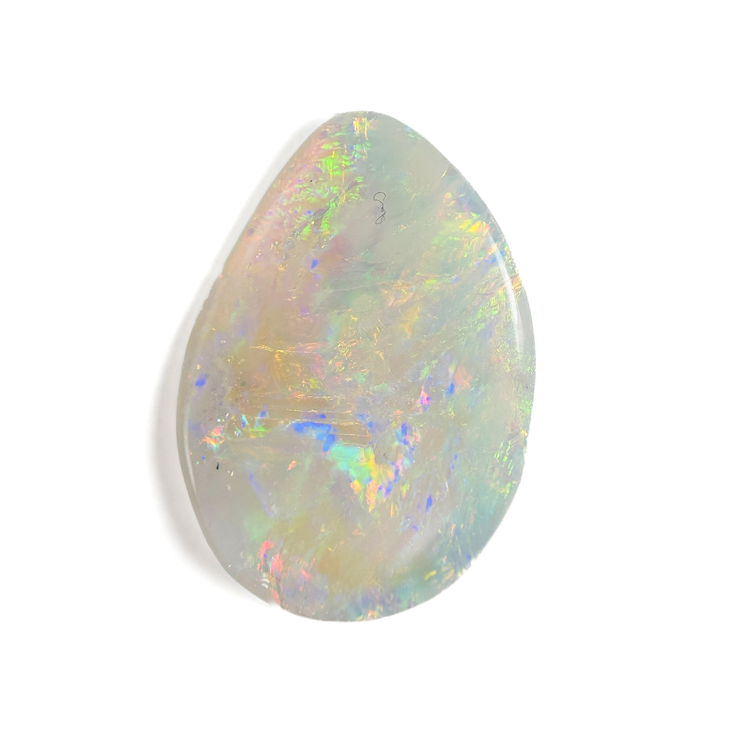 White Opal Red Multicolour 24x17x4 Cabochon Fossil Freeform 7.75 Carat