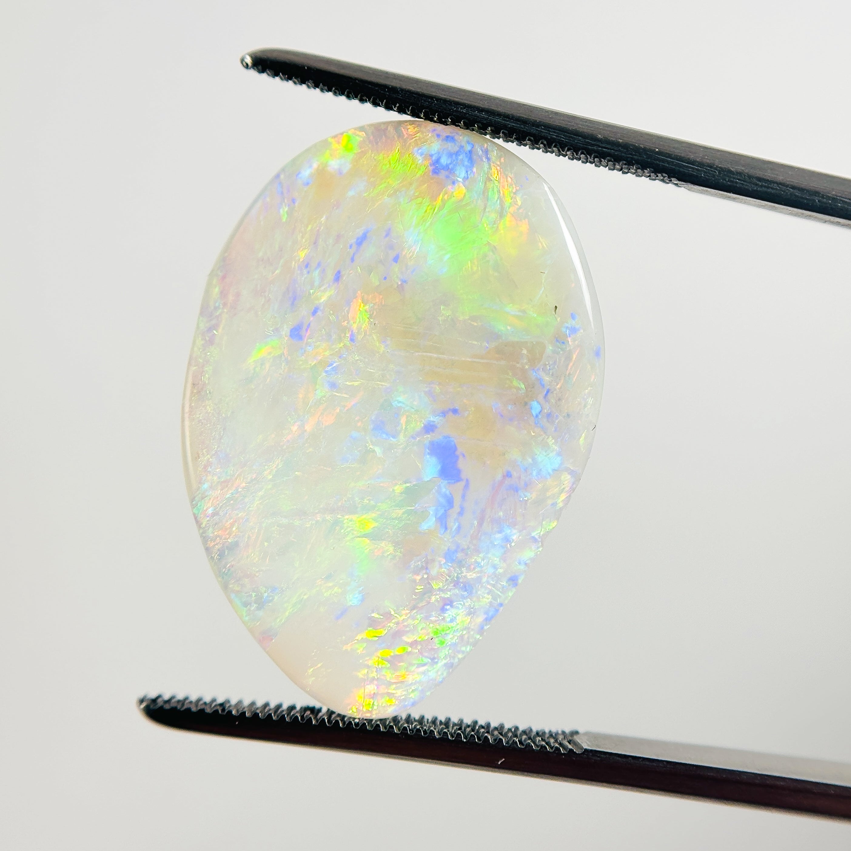 White Opal Red Multicolour 24x17x4 Cabochon Fossil Freeform 7.75 Carat