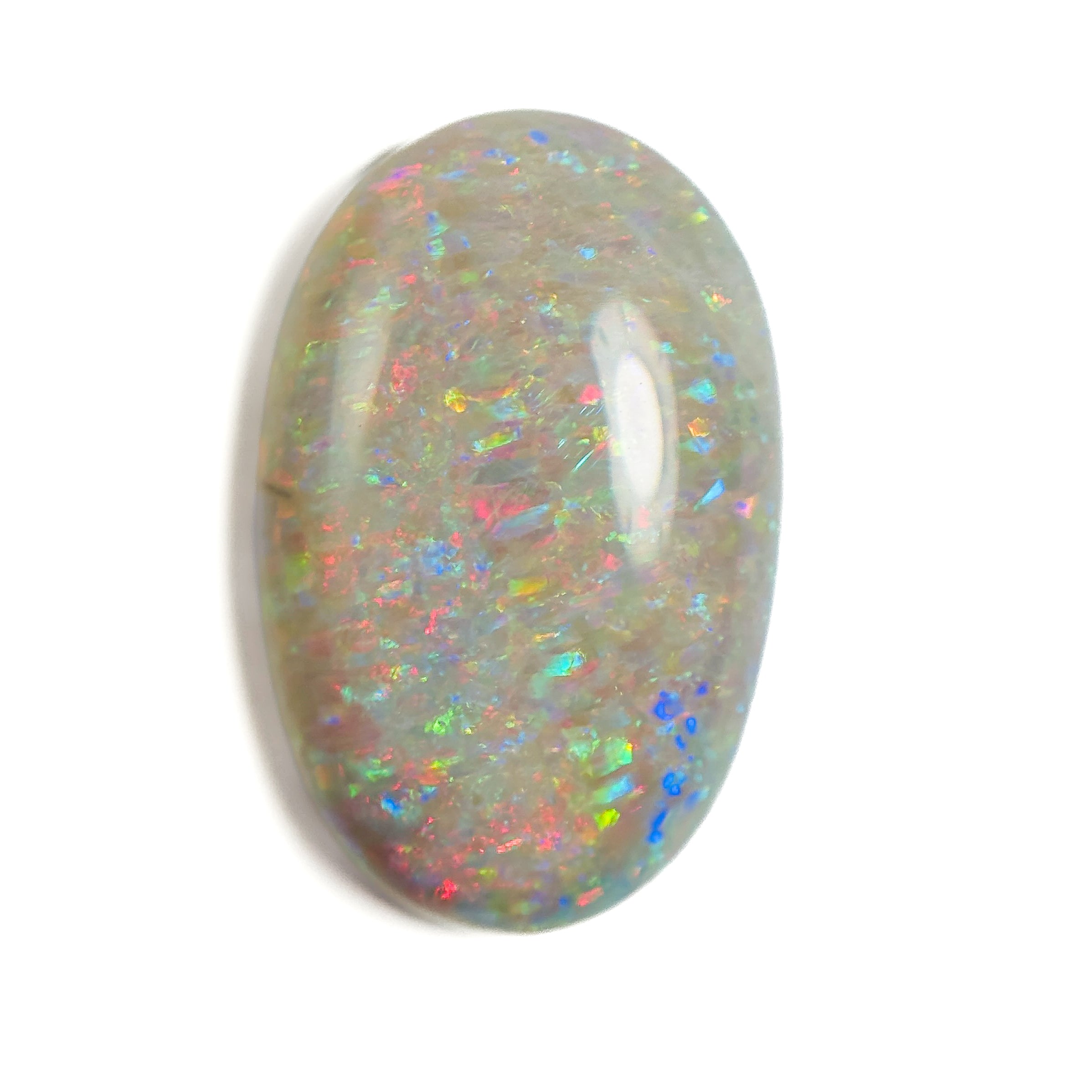 White Opal Red Multicolour 24x15x6 Cabochon Oval 14.95 Carat