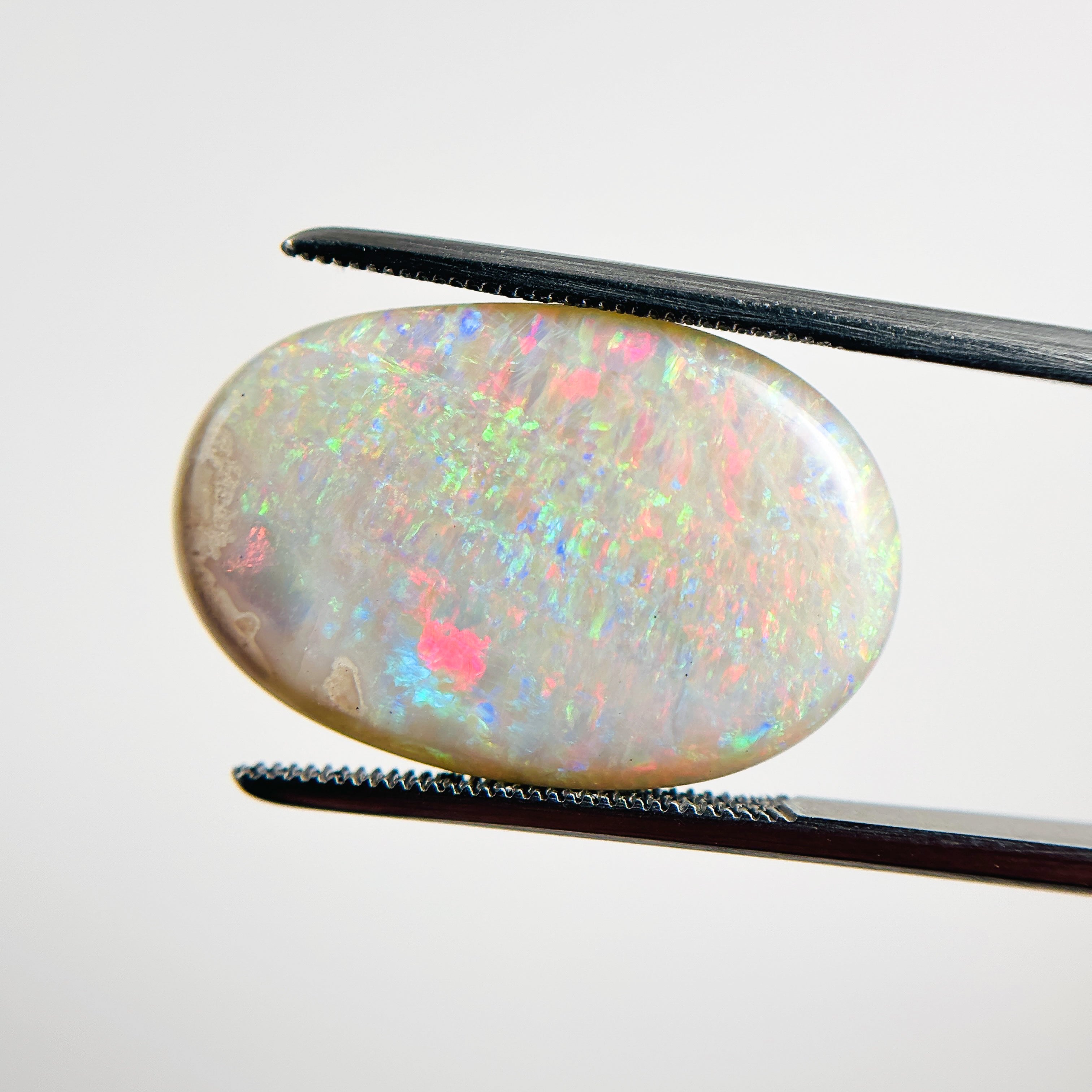 White Opal Red Multicolour 24x15x6 Cabochon Oval 14.95 Carat