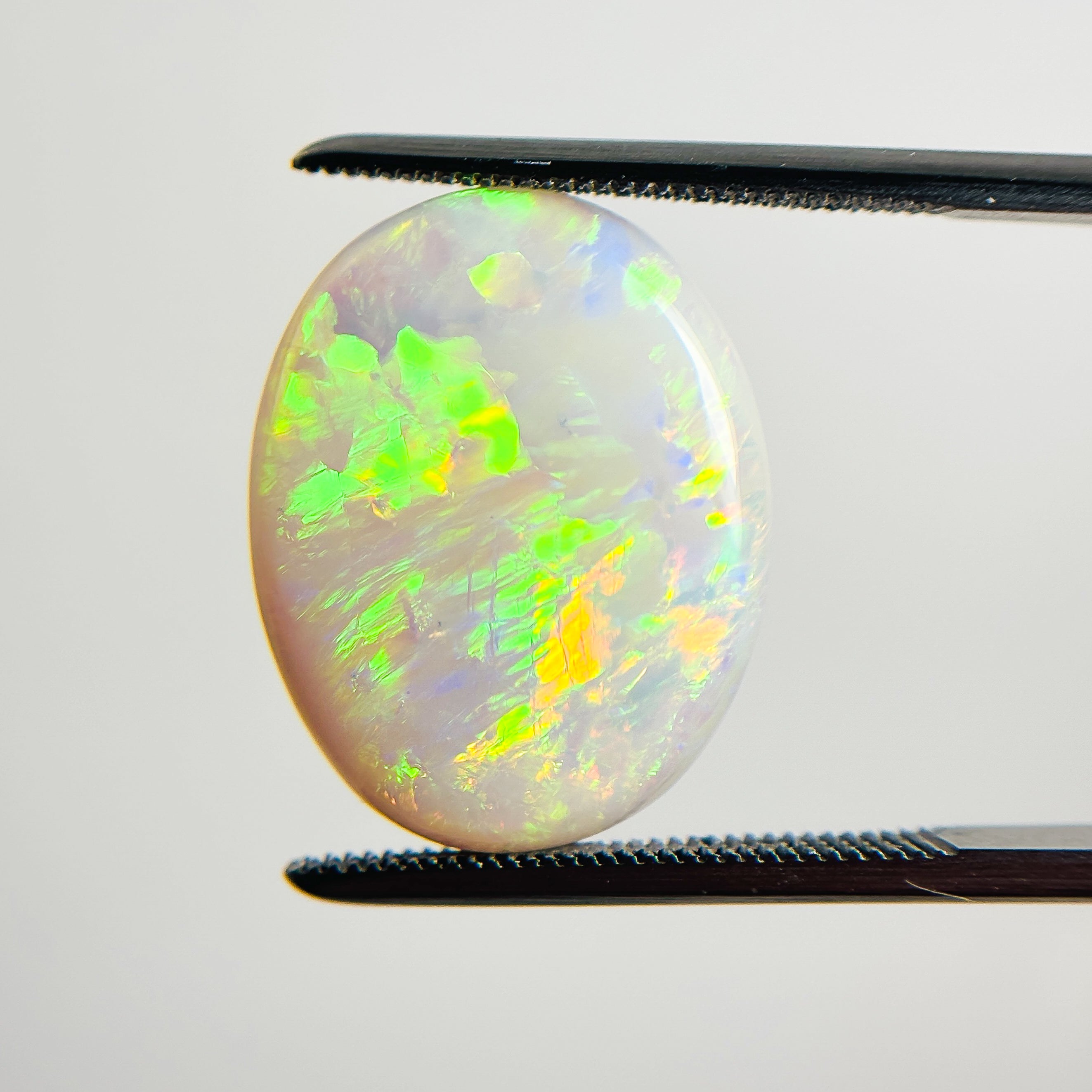 White Opal Multicolour 18x14x5 Cabochon Oval 8.70 Carat