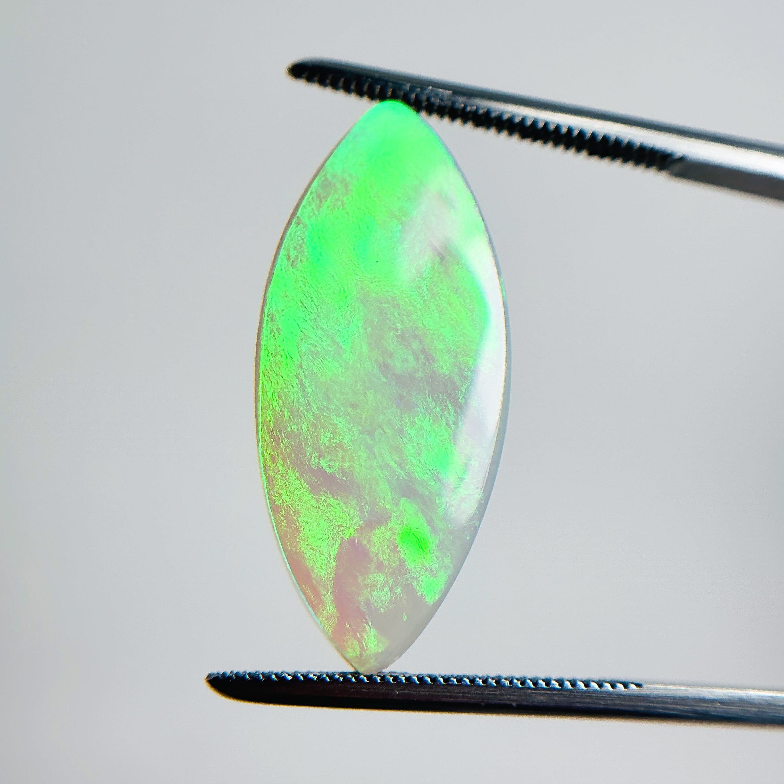 White Opal Green 26x11x5 Cabochon Marquise 10 Carat