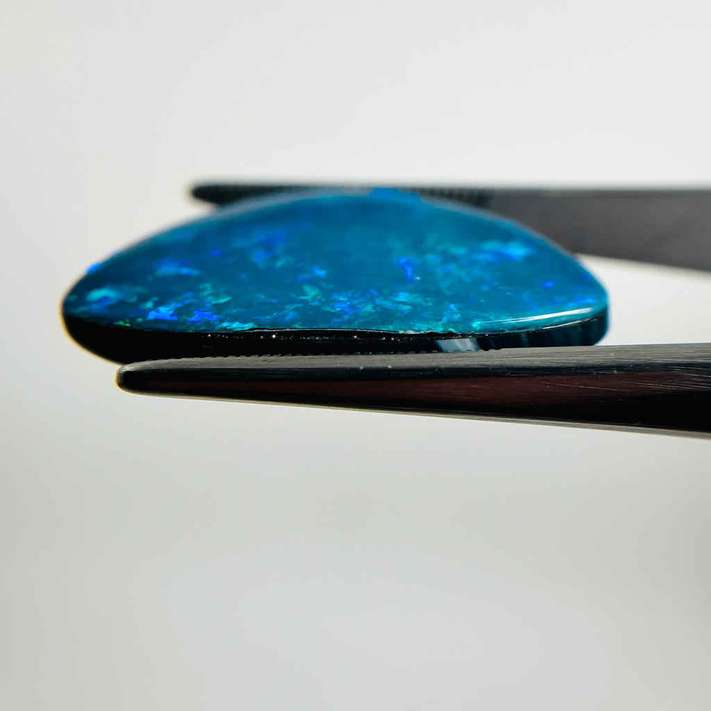 Doublet Opal Blue Green 28x20x4 Cabochon Freeform 15.50 Carat