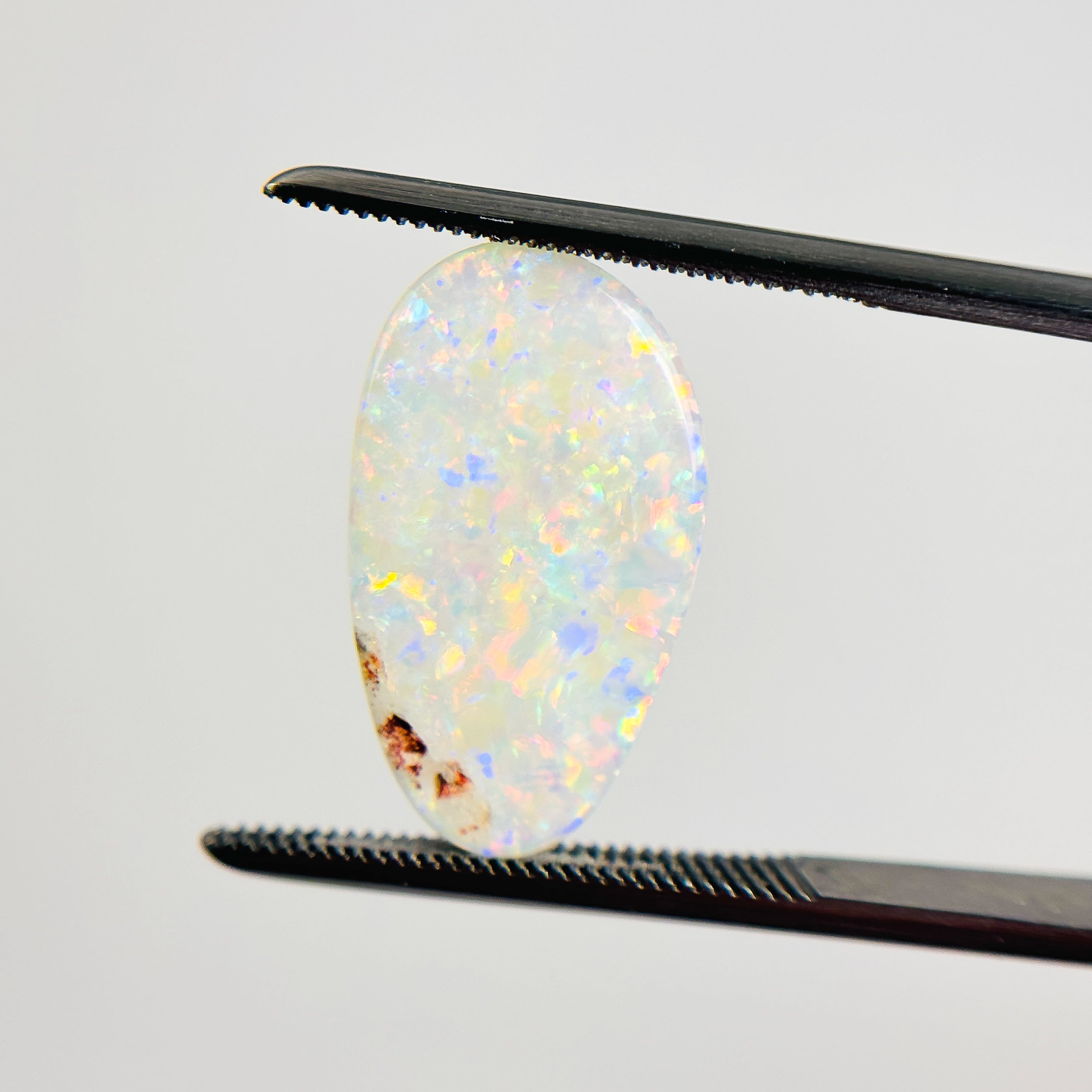 White Opal Multicolour 8.7x10.6x3.9 Cabochon Freeform 4.35 Carat