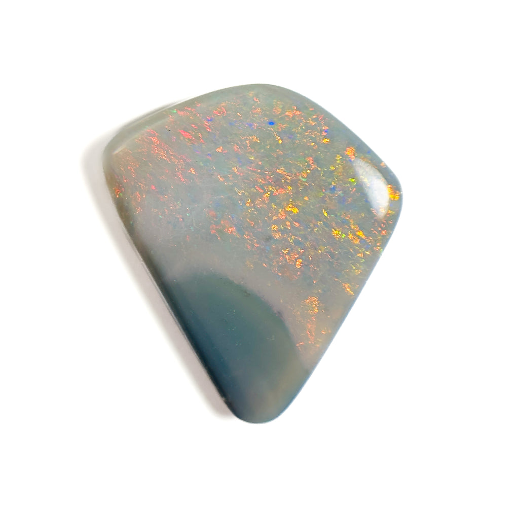 Semi Black Opal Red Multicolour 22x20x4 Cabochon Freeform 9.9 Carat