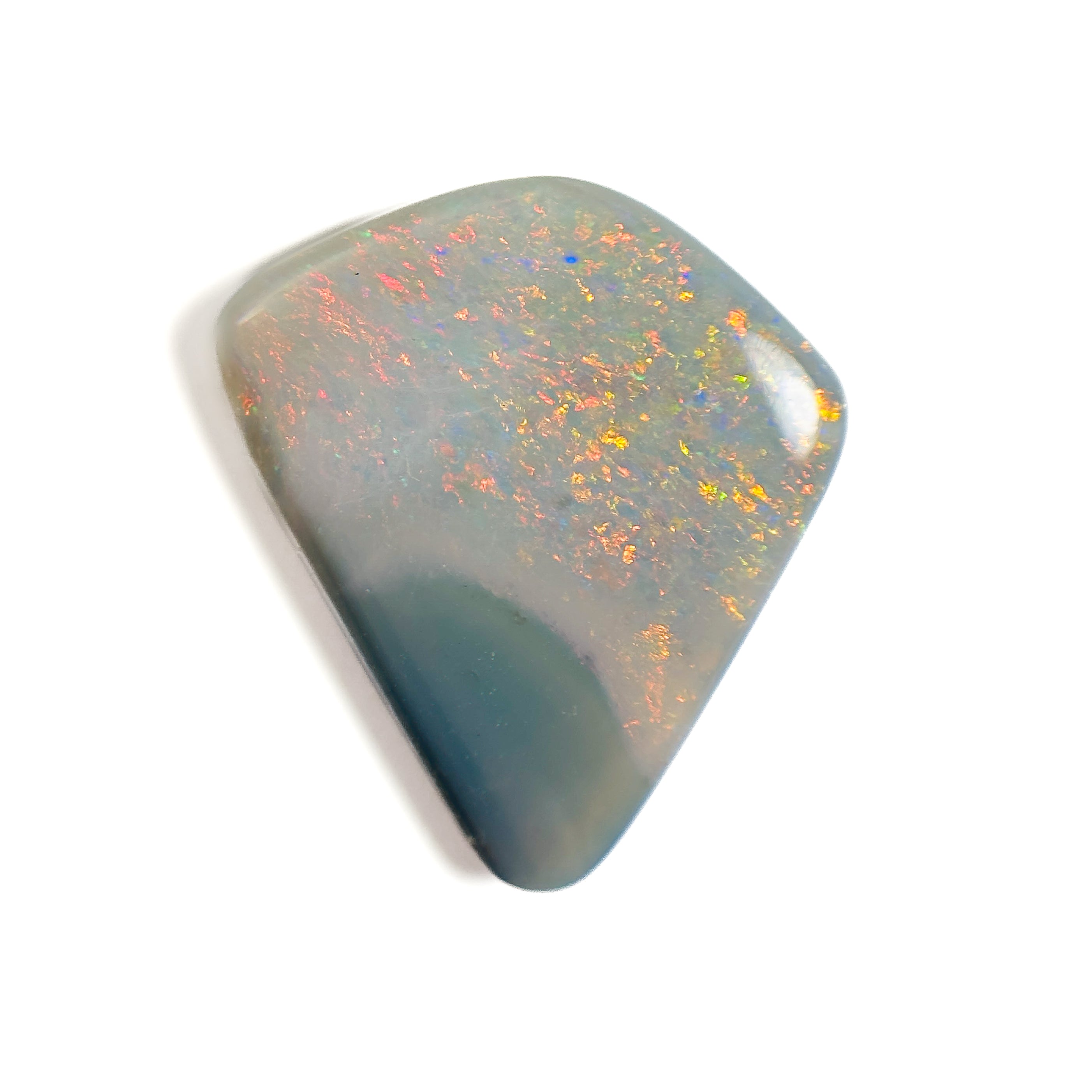 Semi Black Opal Red Multicolour 22x20x4 Cabochon Freeform 9.9 Carat