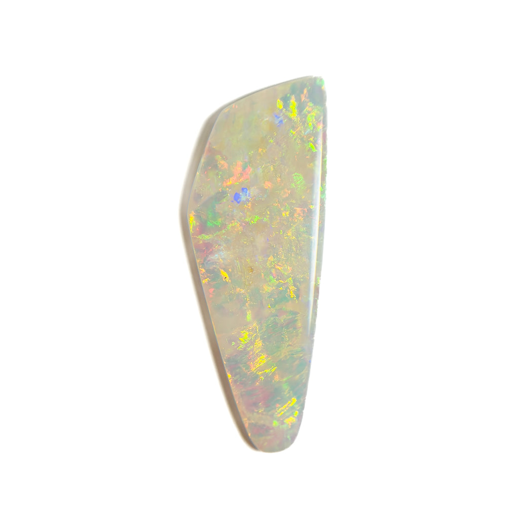 White Opal Red Multicolour 32x12x3 Cabochon Freeform 5.4 Carat