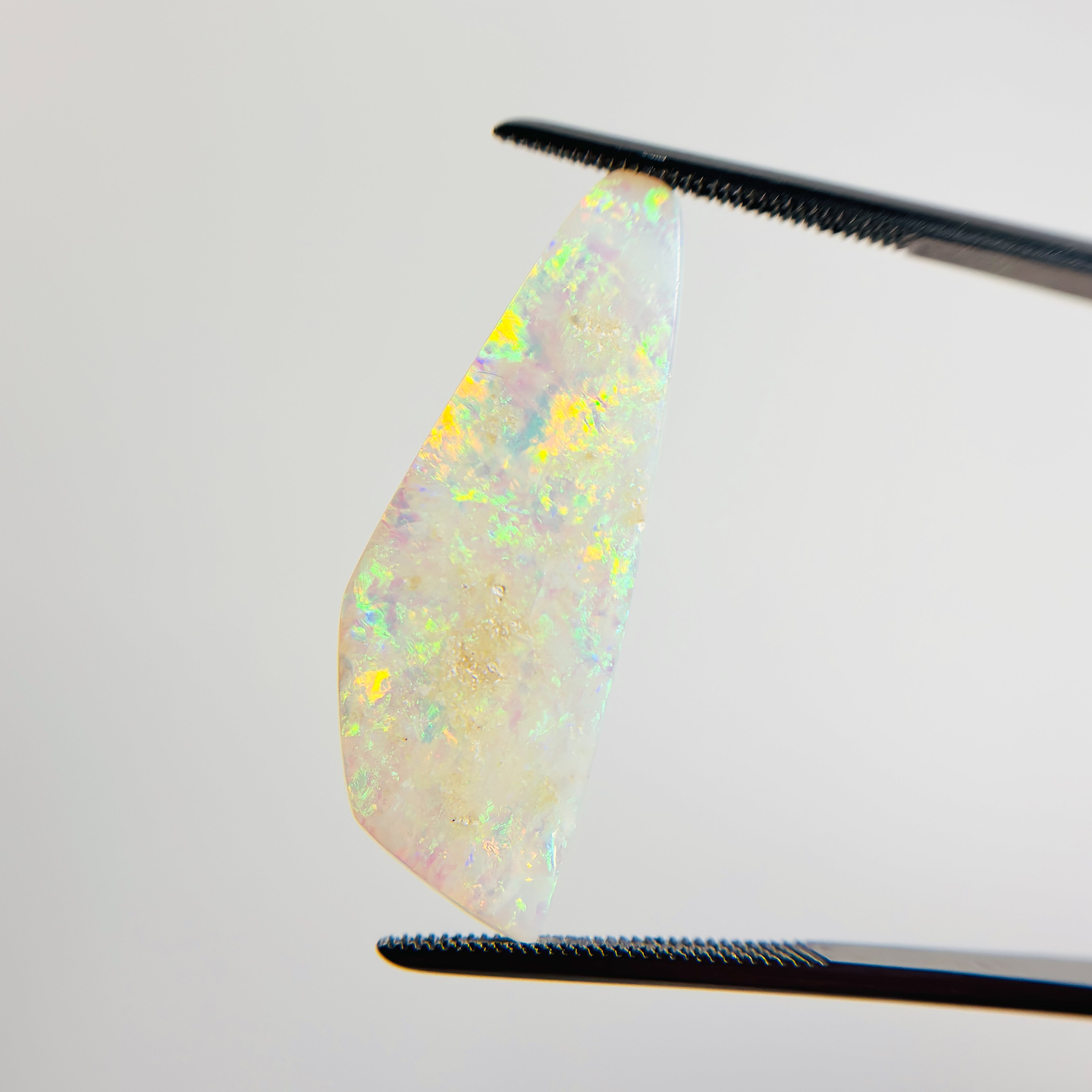 White Opal Red Multicolour 32x12x3 Cabochon Freeform 5.4 Carat
