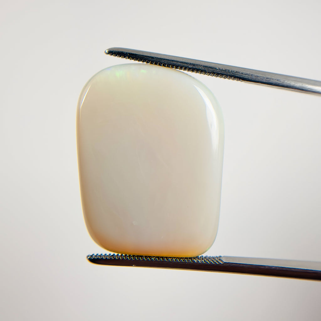White Opal Green Blue 25x19x5 Cabochon Freeform 20.60 Carat