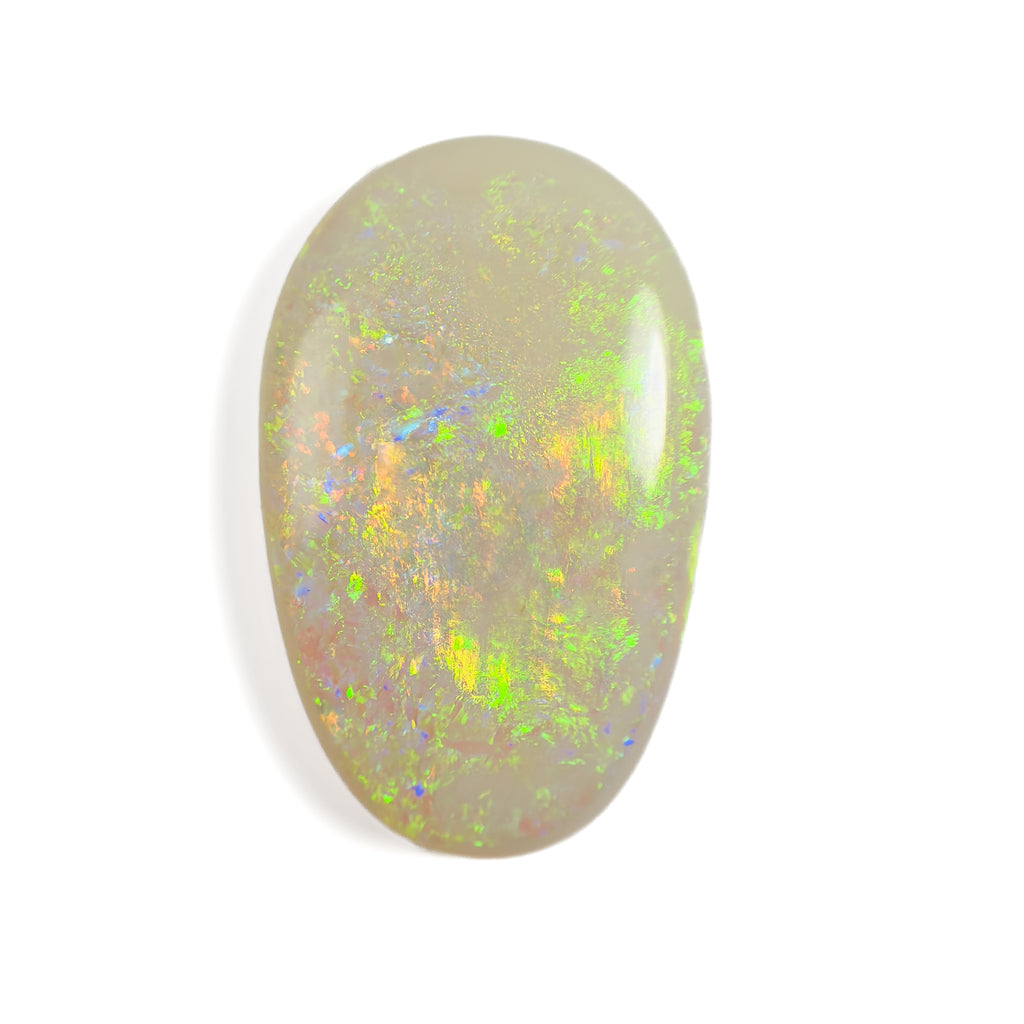 White Opal Green Multicolour Cabochon Freeform Pear 35.35 Carat