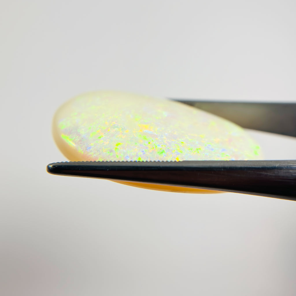 White Opal Green Multicolour Cabochon Freeform Pear 35.35 Carat