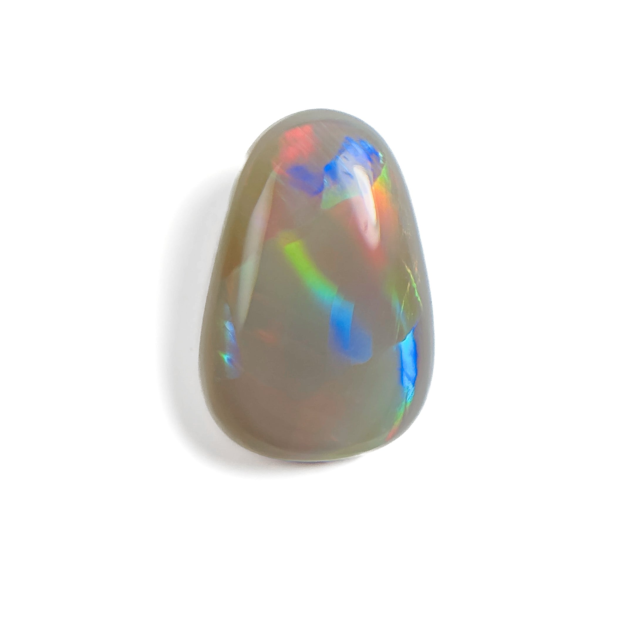 Semi Black Opal Red Multicolour 14x10x5 Cabochon Pear 4.6 Carat