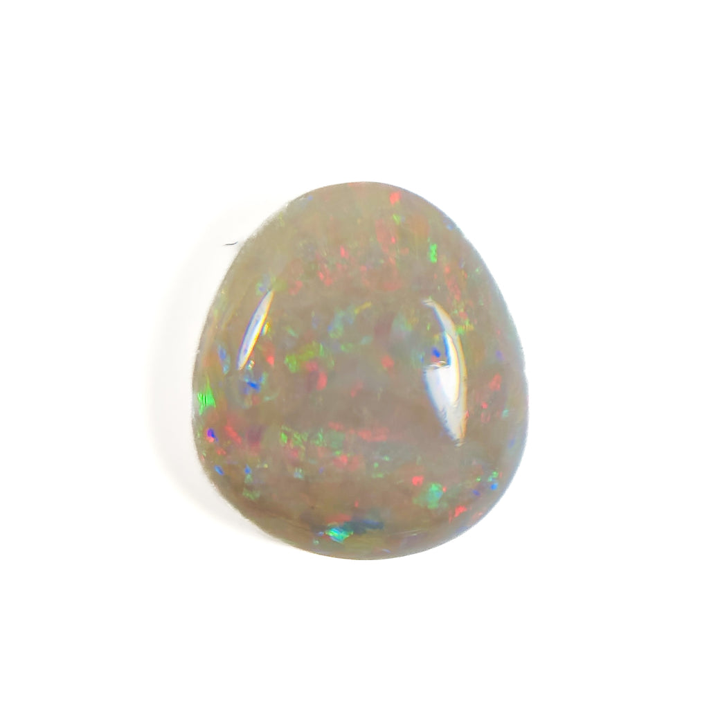 White Opal Multicolour 13x12x5 Cabochon Pear 5.2 Carat