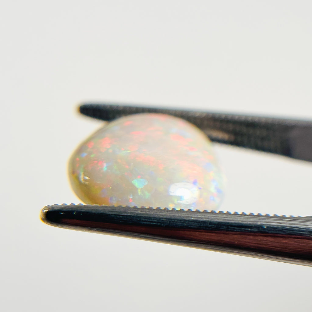 White Opal Multicolour 13x12x5 Cabochon Pear 5.2 Carat