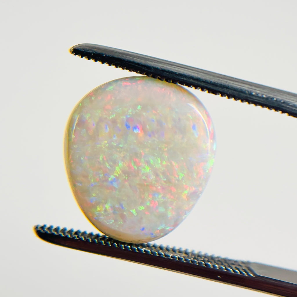 White Opal Multicolour 13x12x5 Cabochon Pear 5.2 Carat