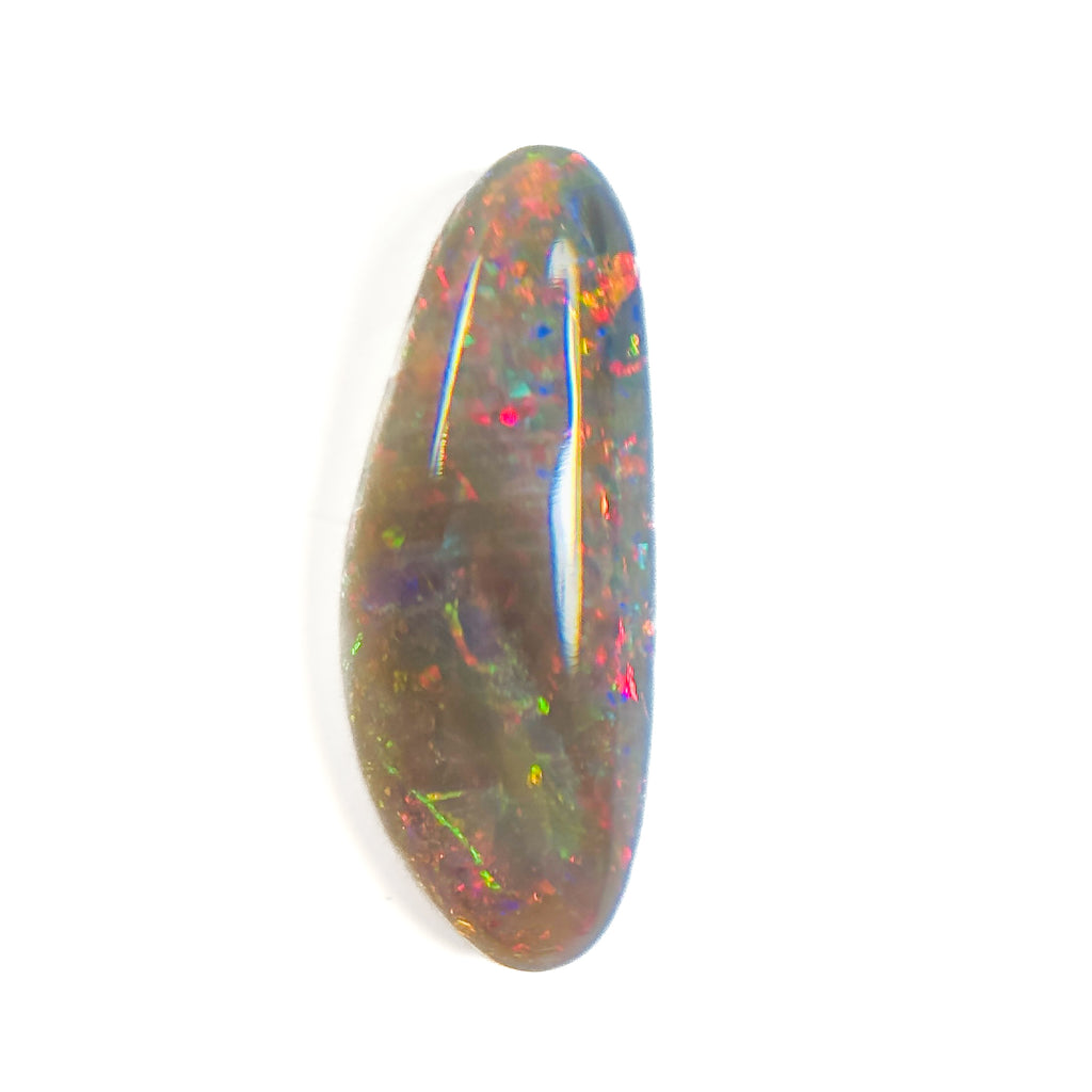 Semi Black Opal Red Multicolour 20x8x4.1 Cabochon Freeform 3.95 Carat