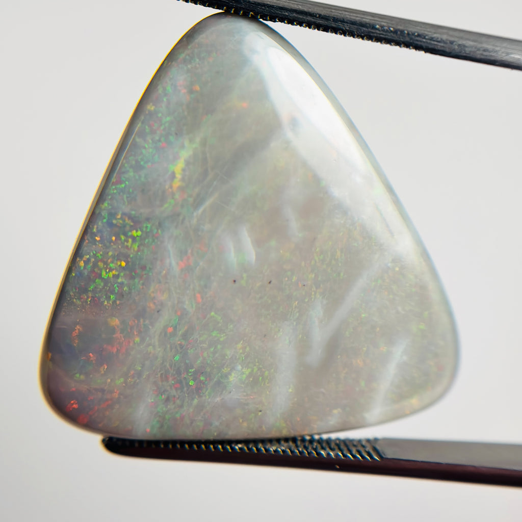 Semi Black Opal Red Multicolour 27x30x5.5 Cabochon Triangle 25.30 Carat