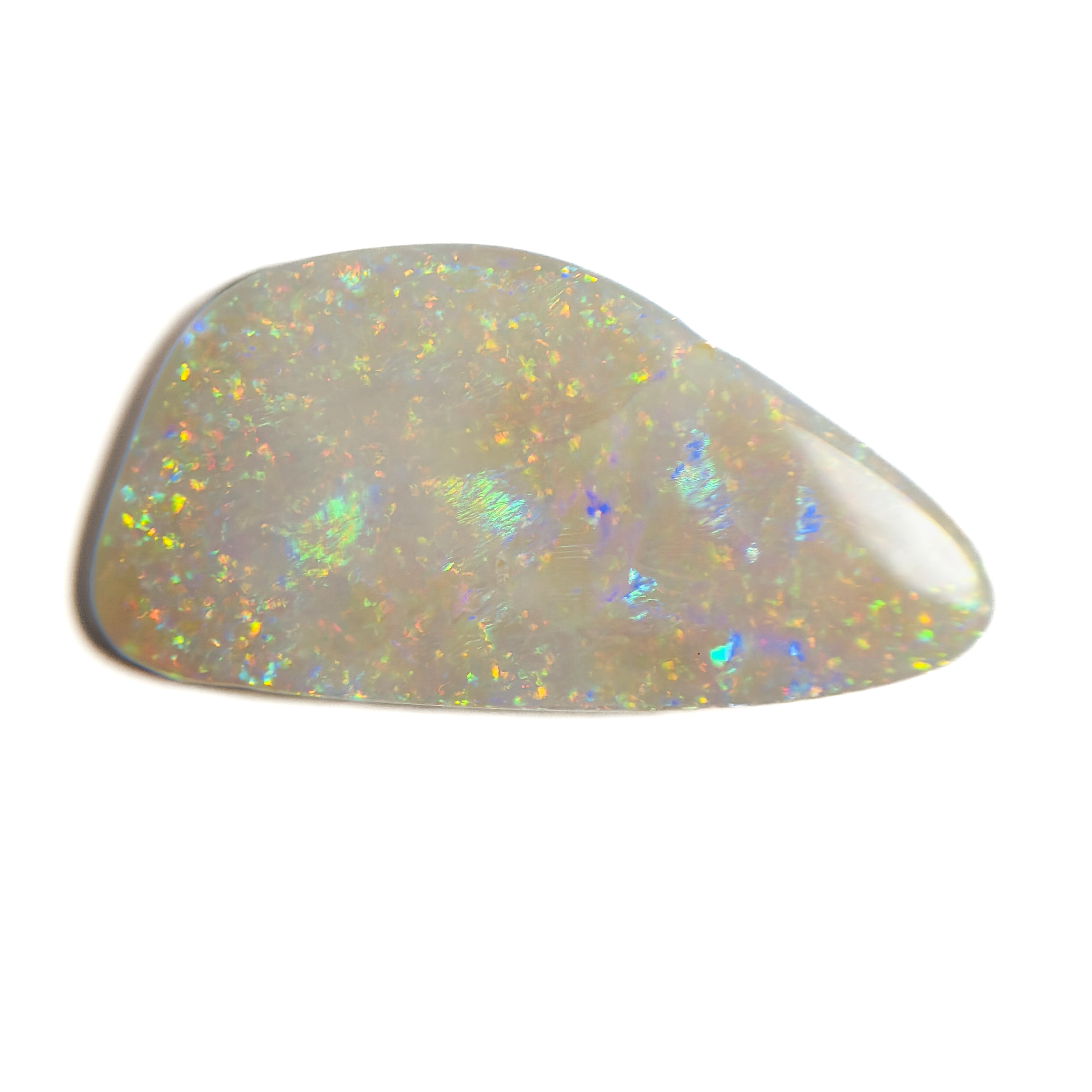 White Opal Multicolour 34x17x3.5 Cabochon Freeform 12.30 Carat