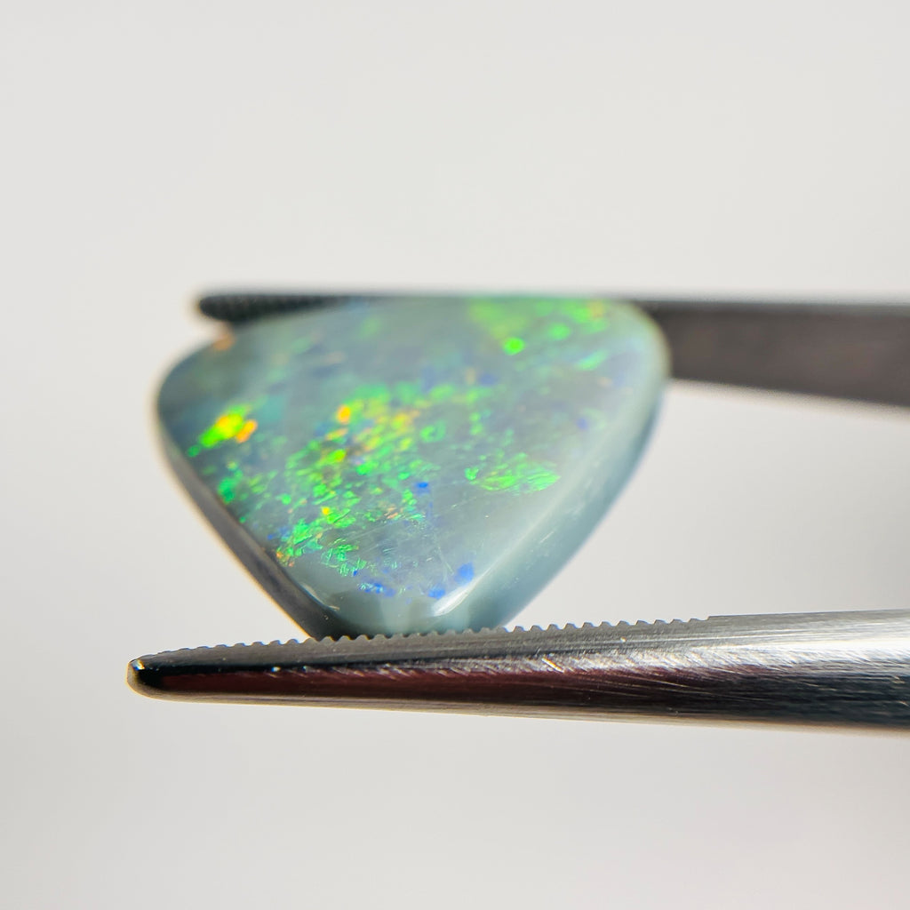Semi Black Opal Green Multicolour 20x19x5 Cabochon Triangle 10.95 Carat